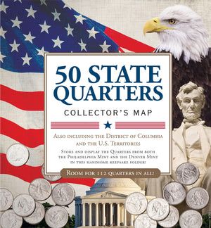50 State Quarters Map (includes space for the Philadelphia and Denver mints!),New