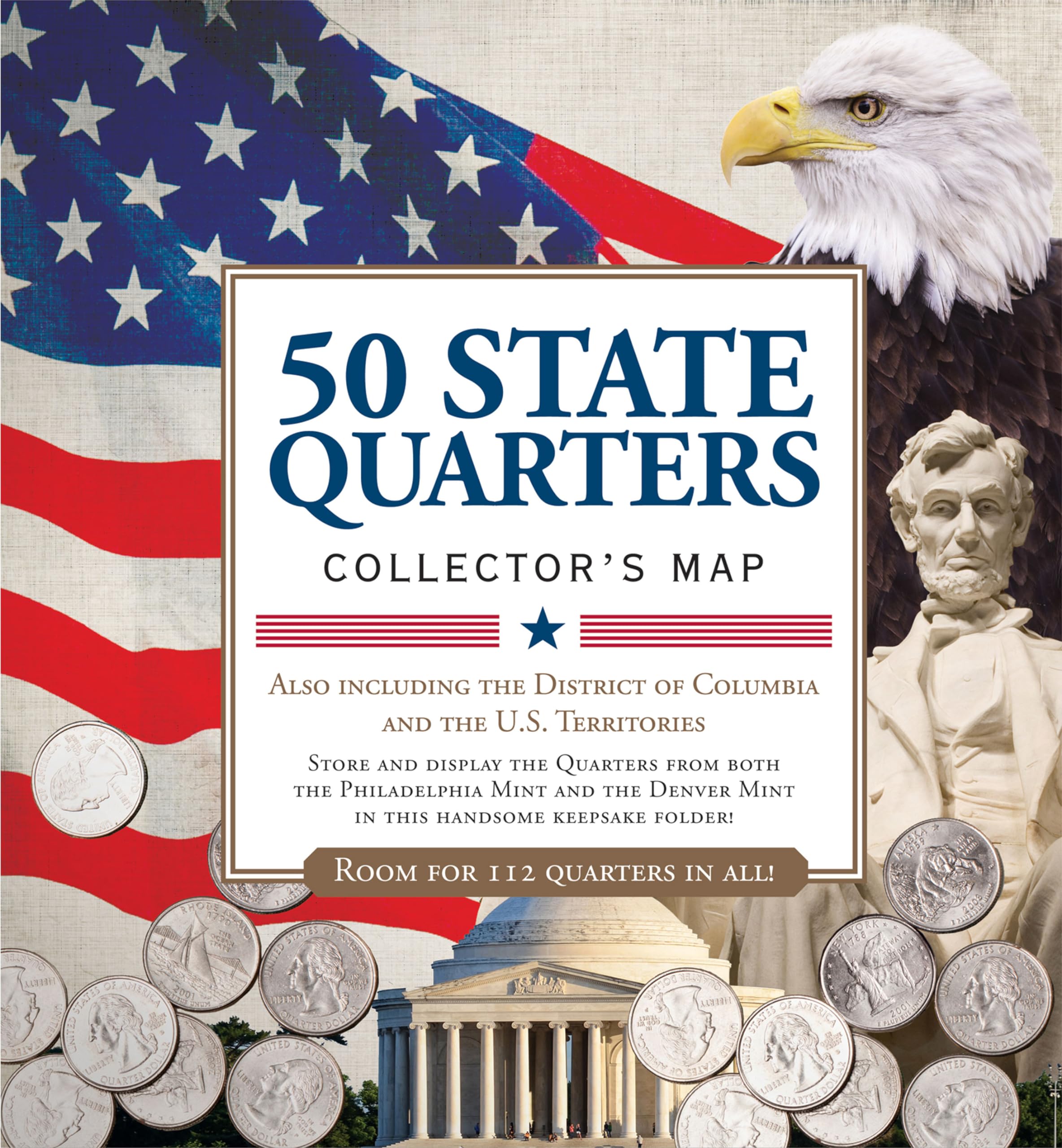 50 State Quarters Map (includes space for the Philadelphia and Denver mints!),Used