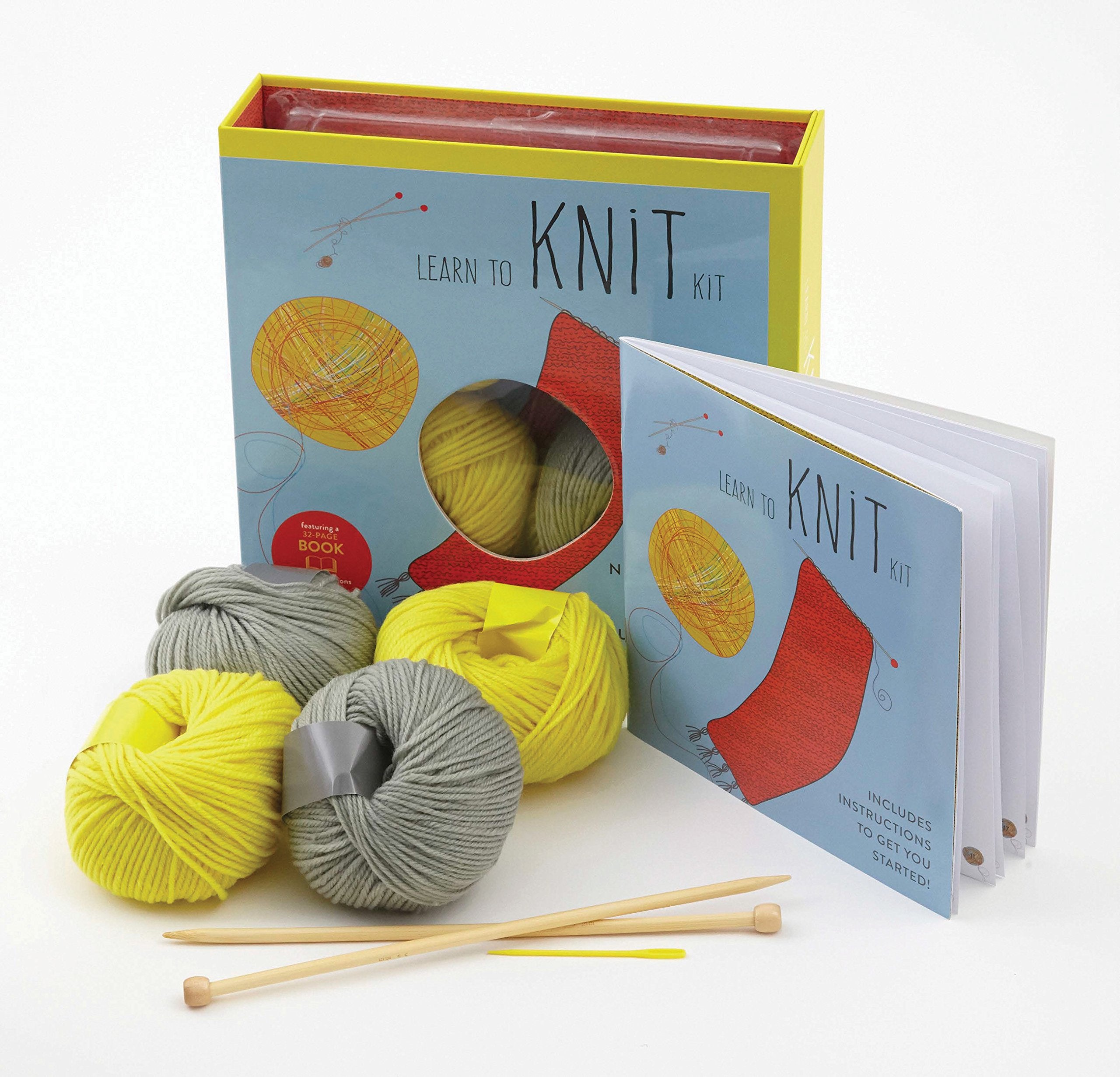 Learn to Knit Kit: Includes Needles and Yarn for Practice and for Making Your First Scarffeaturing a 32page book with instruct,New