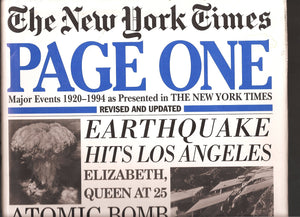 Page One: Major Events 19201994 As Presented in the New York Times,Used