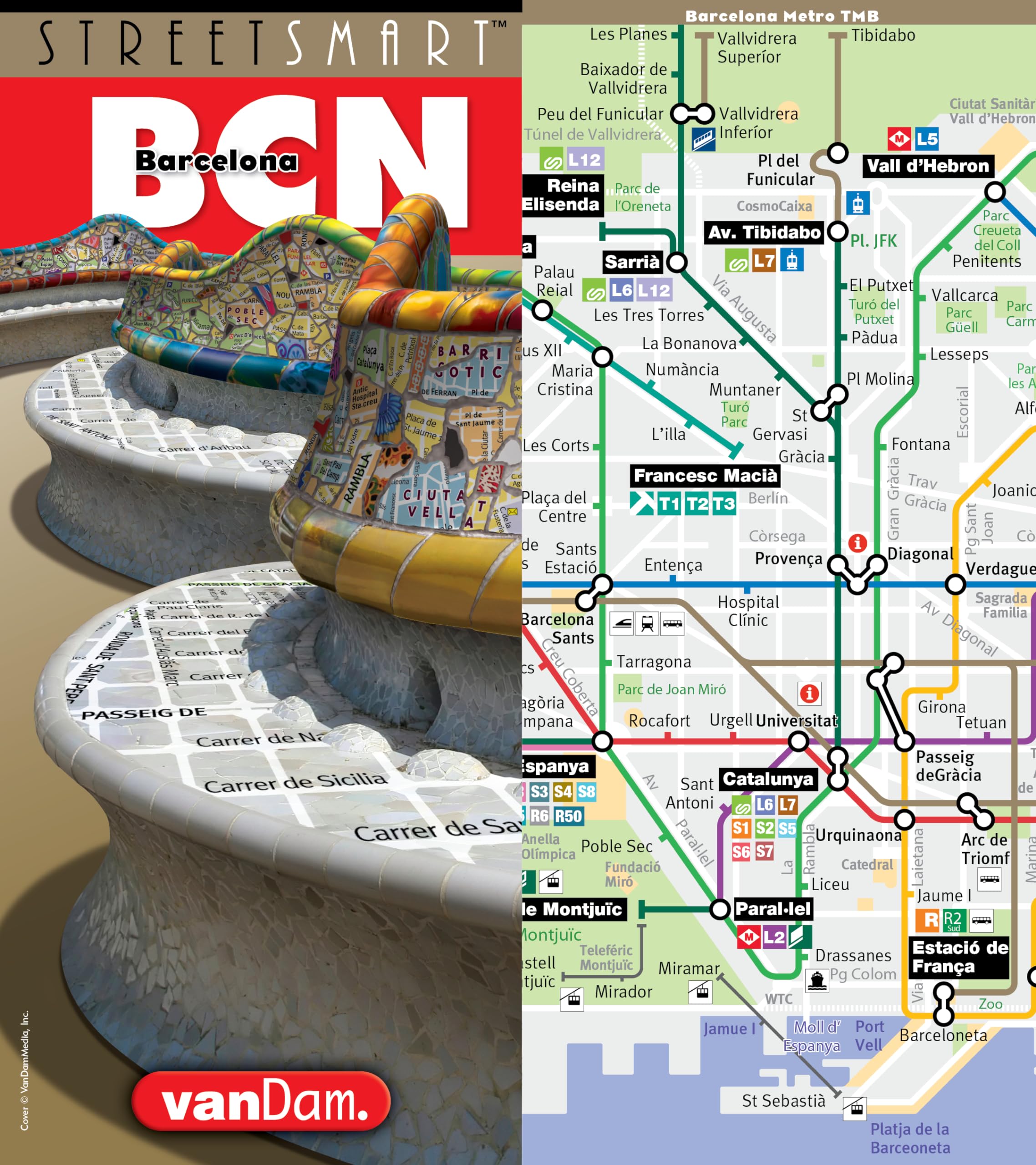 StreetSmart Barcelona Map by VanDam  Laminated pocket size Center City Map to Barcelona, Spain with all attractions, sights, mu,Used