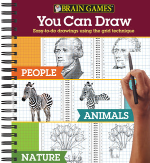 Brain Games  You Can Draw  3 books in 1: People, Animals, Nature,Used