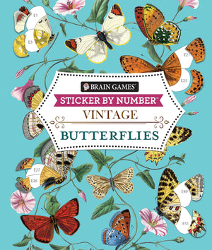 Brain Games  Sticker by Number  Vintage: Butterflies (28 Images to Sticker),Used
