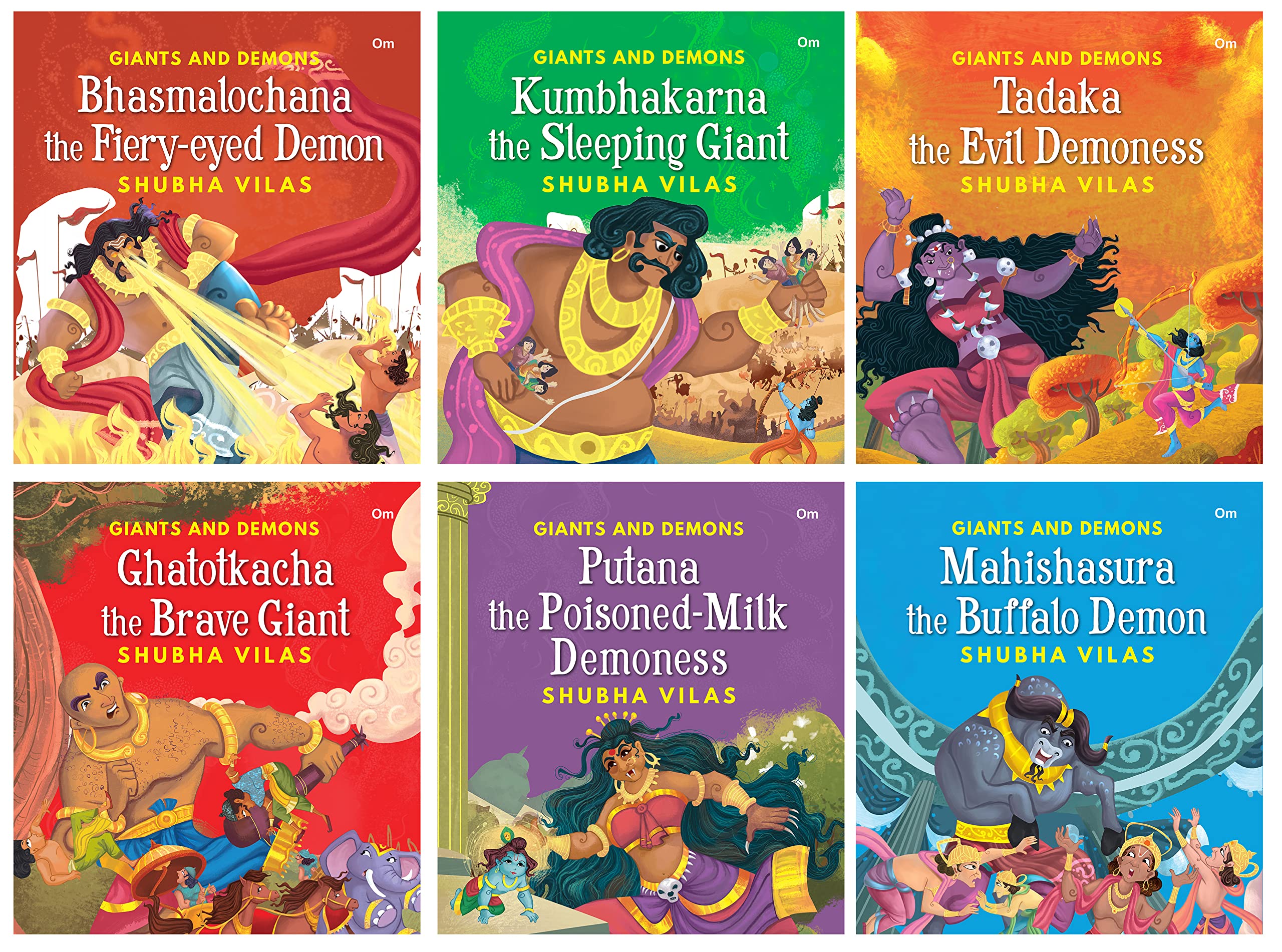 Giants And Demons Of India : Tadka, Kumbhakarna, Bhasmalochana, Putna, Ghatotkacha And Mahishasura (Set Of 6 Books) Indian Mythology For Kids (Subha Vilas)