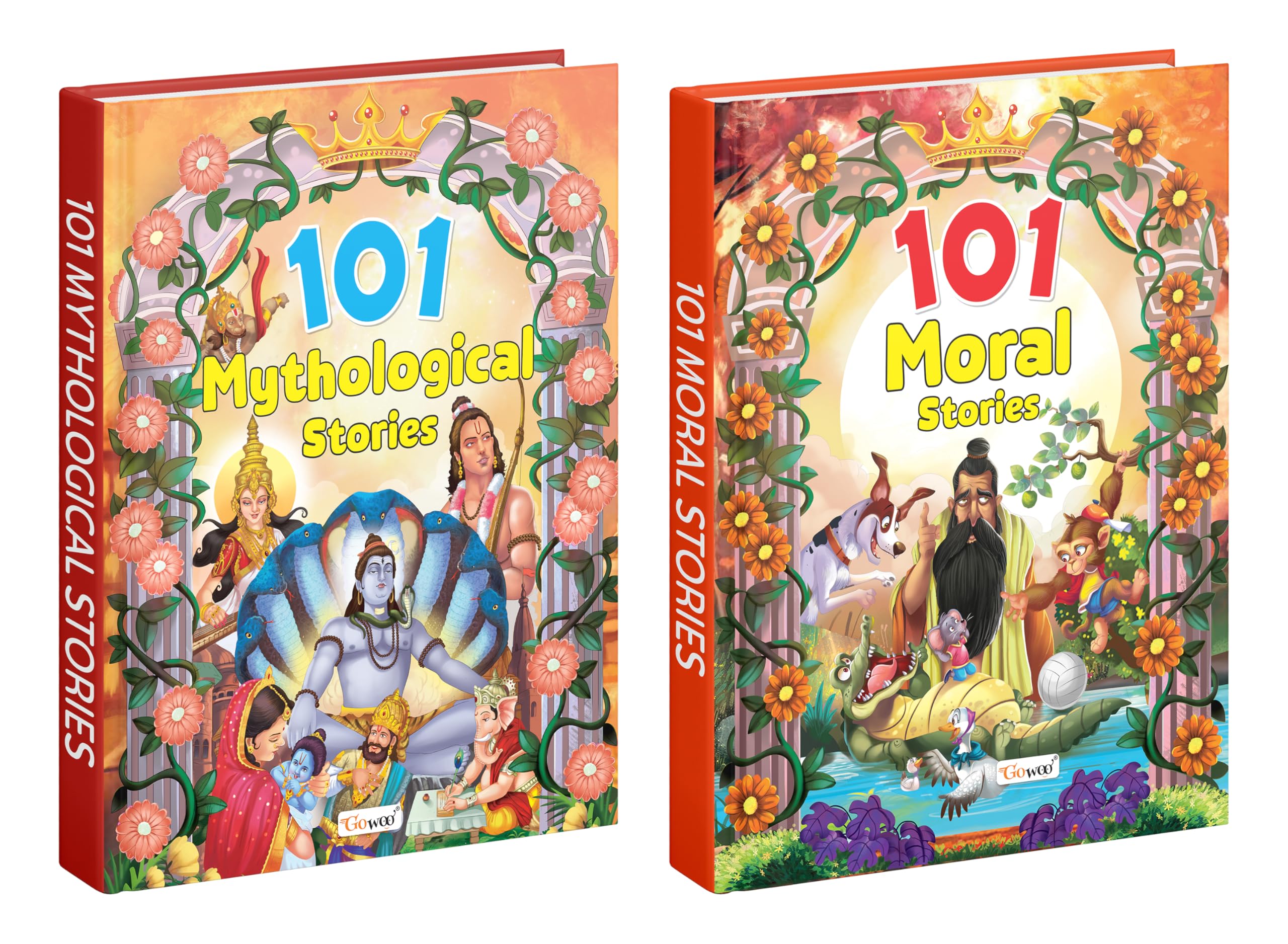101 Mythological Stories And 101 Moral Stories (Ages 3-12) (Hardbound) : Fun Educational Story, Kids Learning Story Book, Early Learning Story Book, Moral Story Books For Kids | Pack Of 2 Story Books