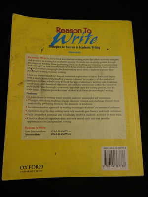 Reason To Write Intermediate: Strategies For Success In Academic Writing,New