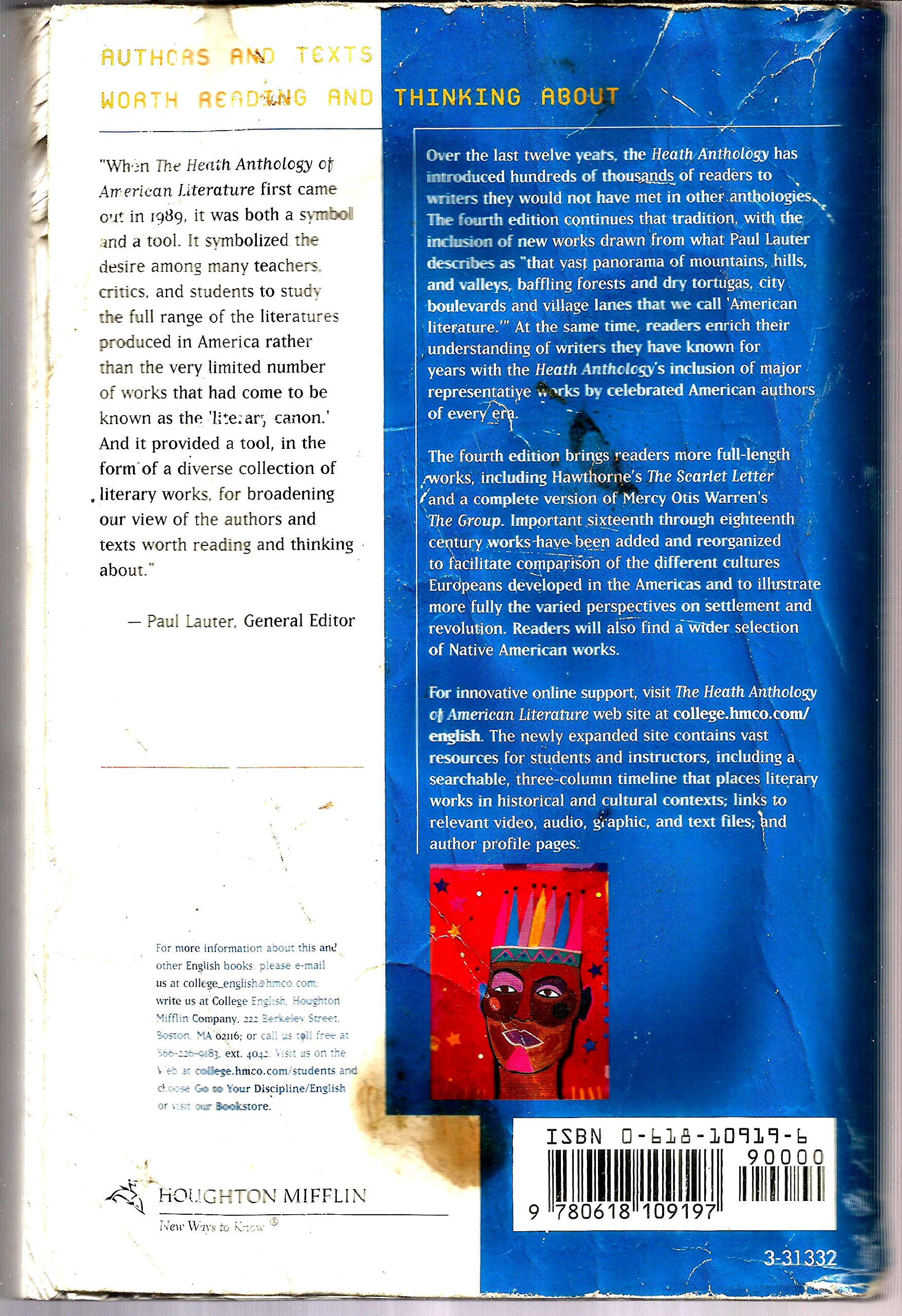 The Heath Anthology of American Literature, Vol. 1,Used