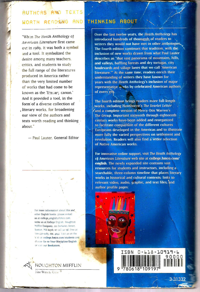 The Heath Anthology of American Literature, Vol. 1,Used