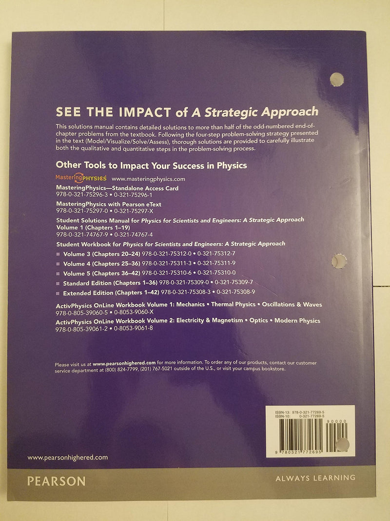 Student Solutions Manual for Physics for Scientists and Engineers: A Strategic Approach Vol. 2(Chs 2042),Used