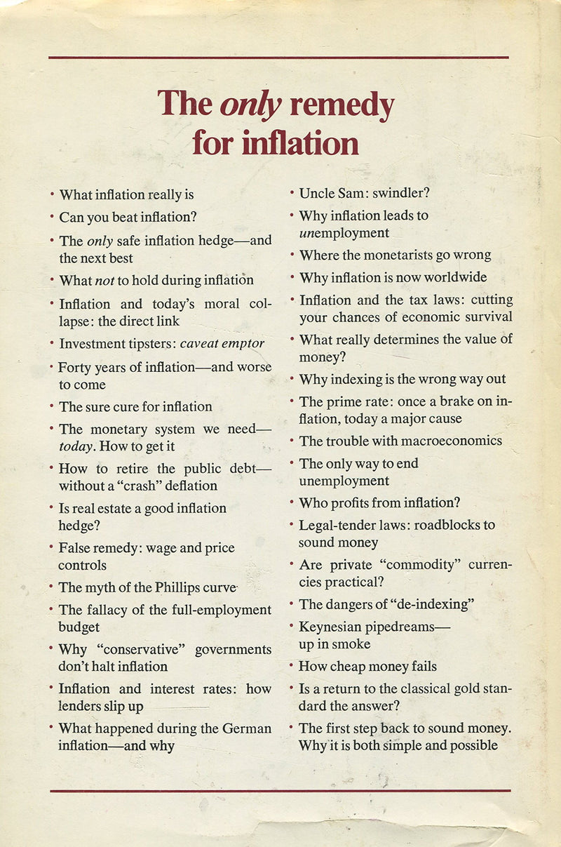 The Inflation Crisis, and How to Resolve It,Used