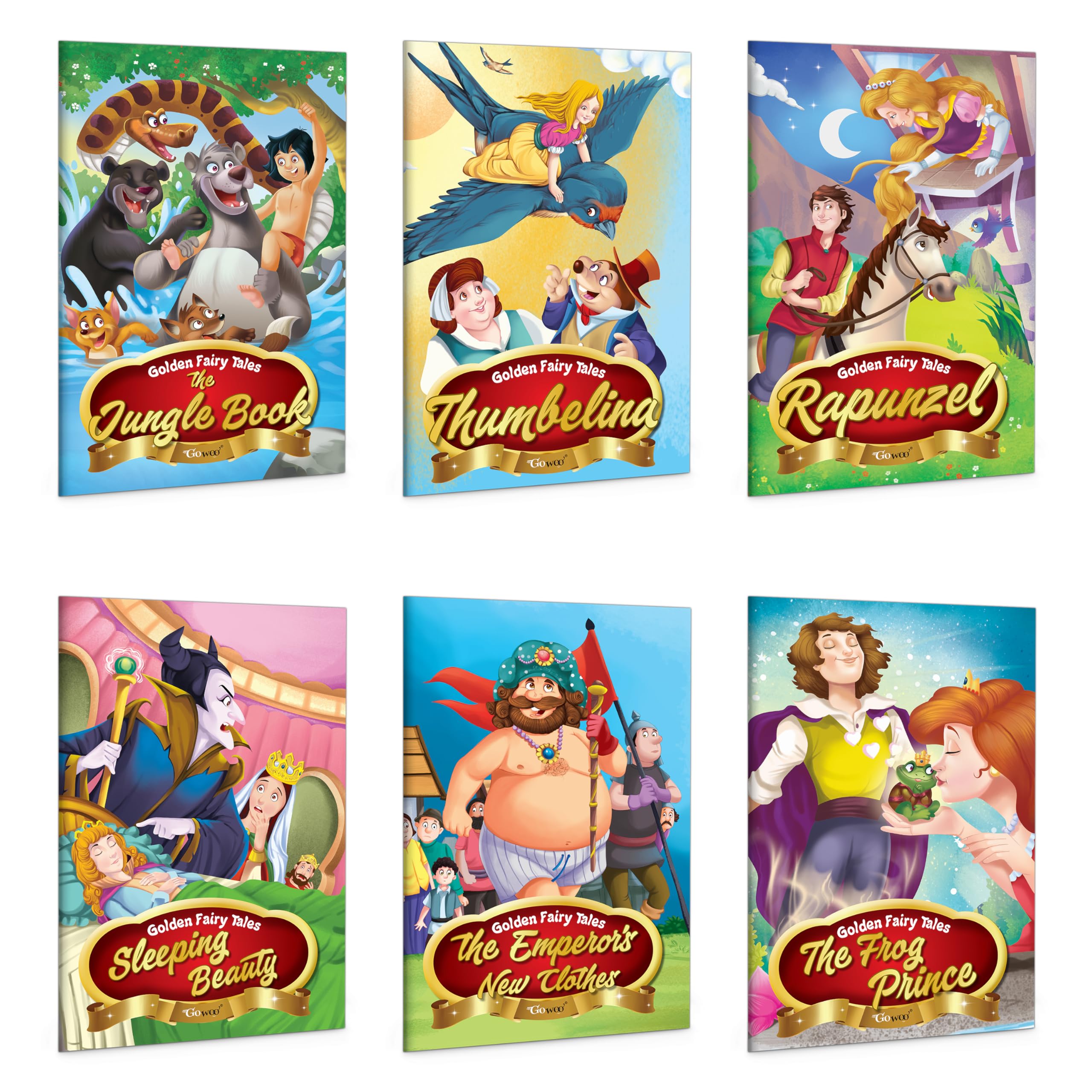 Rapunzel, The EmperorS New Clothes, The Frog Prince, Thumbelina, Sleeping Beauty And The Jungle Book -Golden Fairy Tales : ChildrenS Fairy Tales, Kids Storybooks, Timeless Kids Tales|Pack Of 6 Books