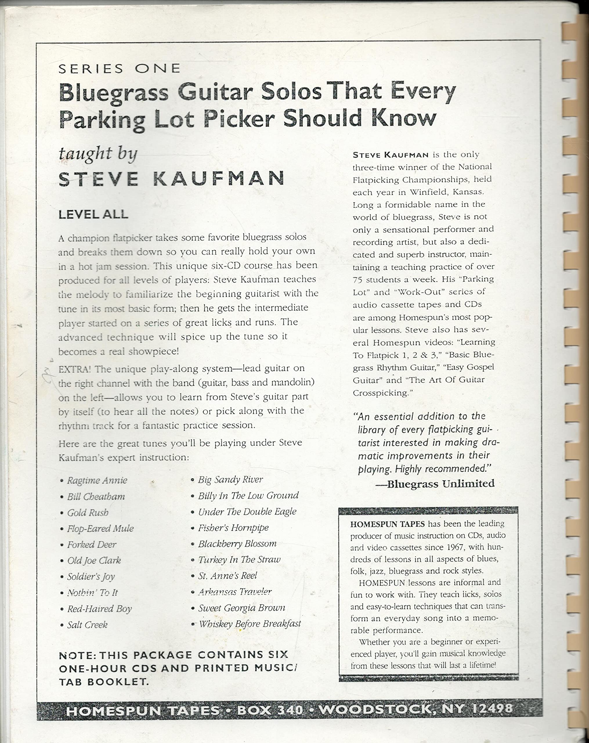 Bluegrass Guitar Solos That Every Parking Lot Picker Should Know (Series 1) 6 CD (Homespun Learning Discs),New
