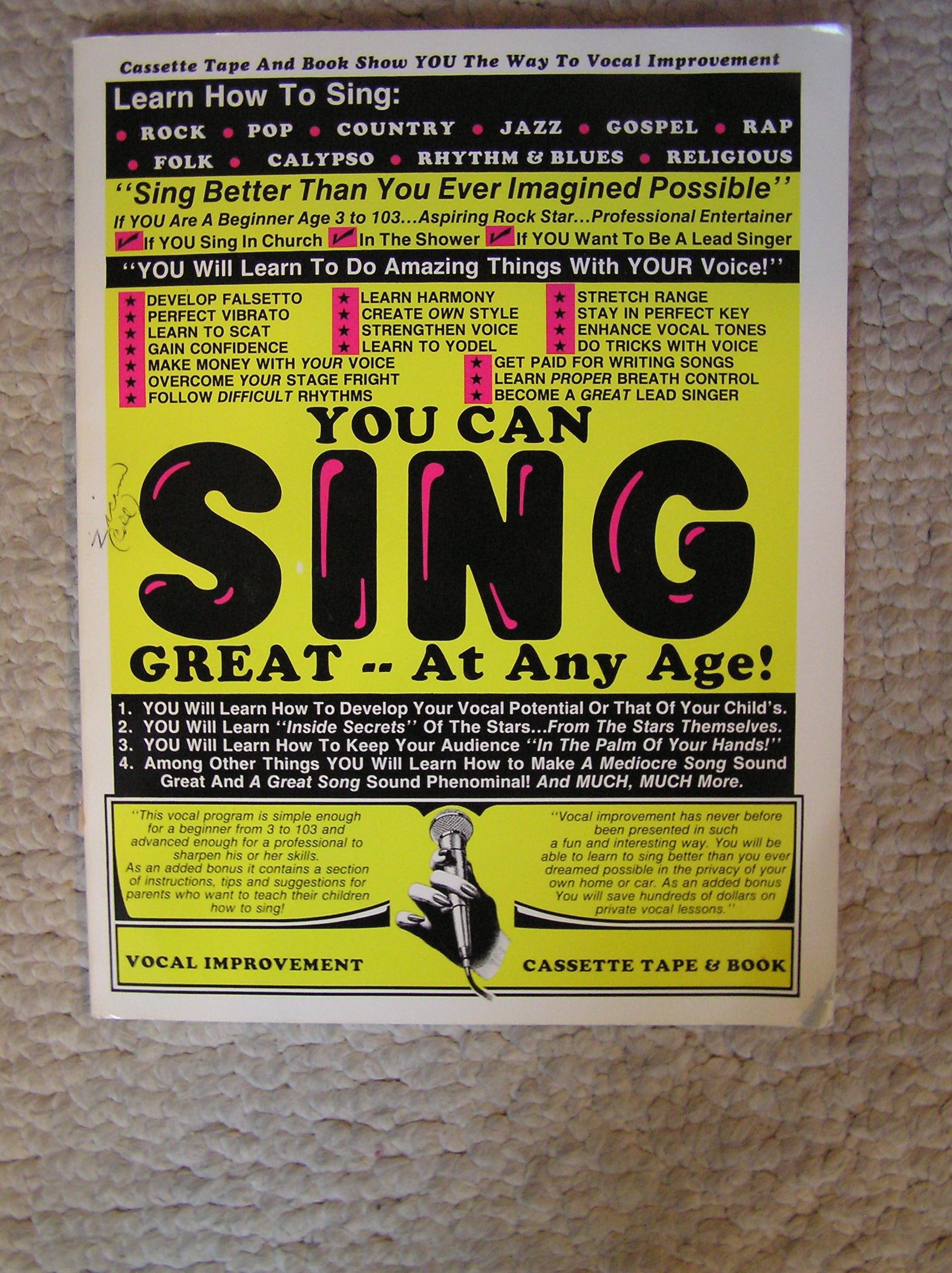 You Can Sing Great  At Any Age  How to Sing Great/Book and Cassette,Used