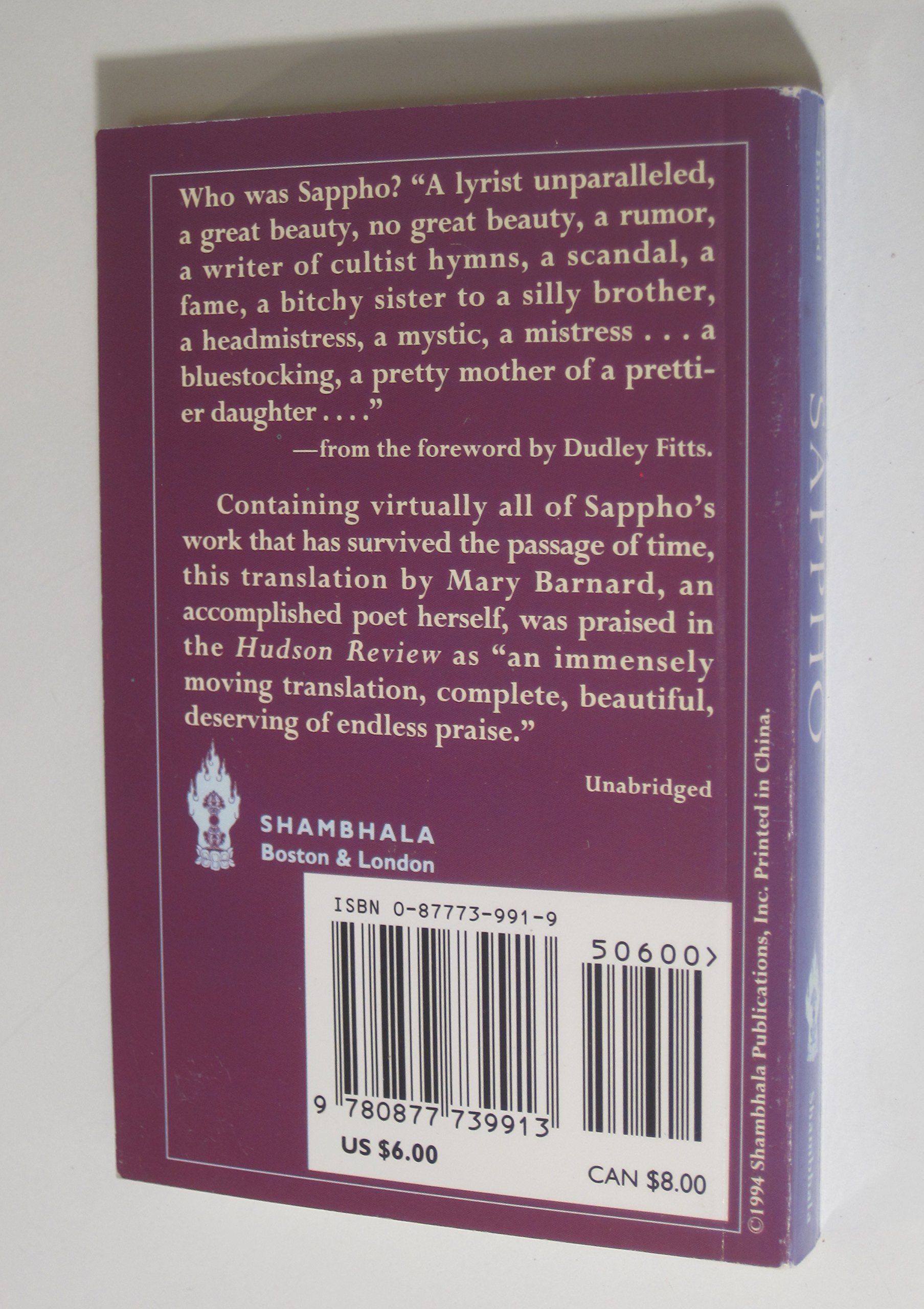 SAPPHO (Shambhala Pocket Classics),Used