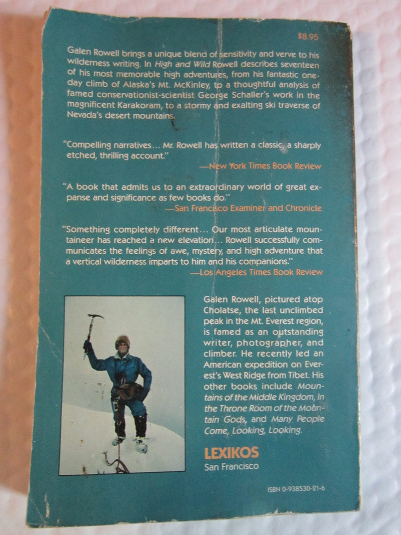 High and Wild: Essays on Wilderness Adventure,Used