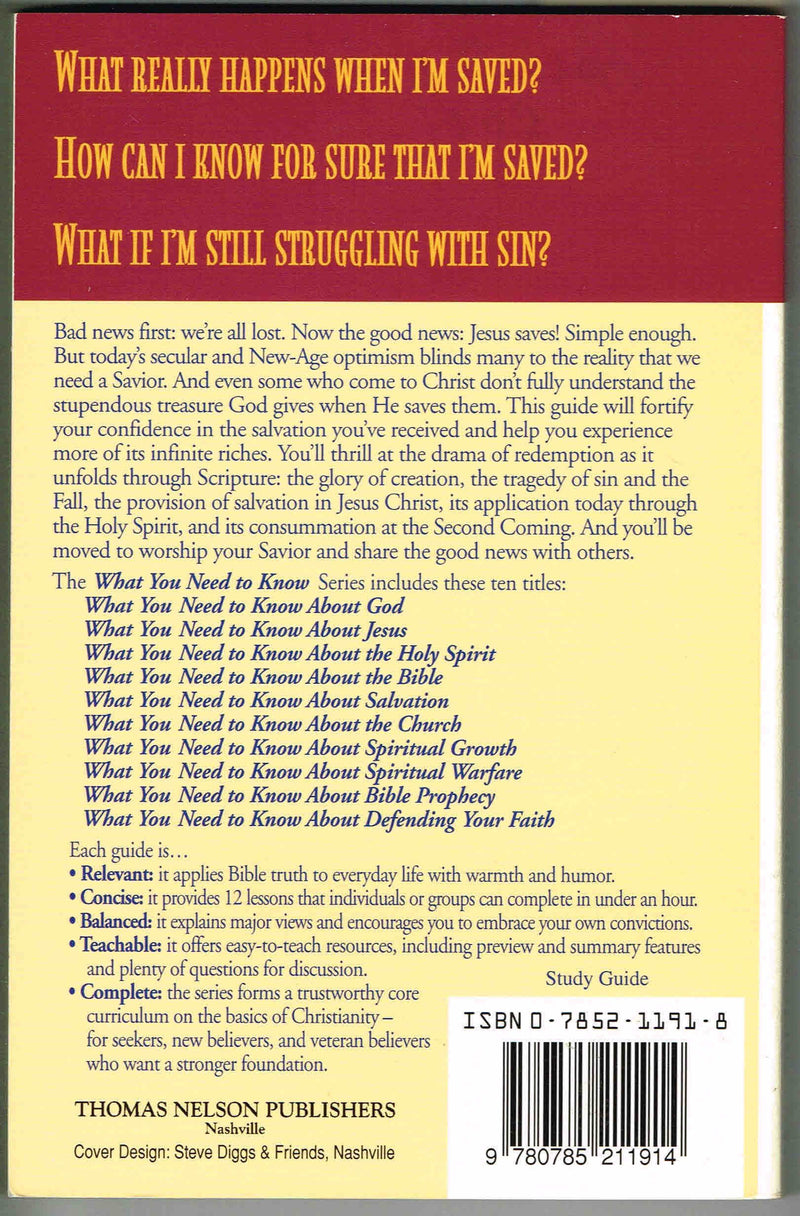 What You Need To Know About Salvation In 12 Lessons The What You Need To Know Study Guide Series,Used