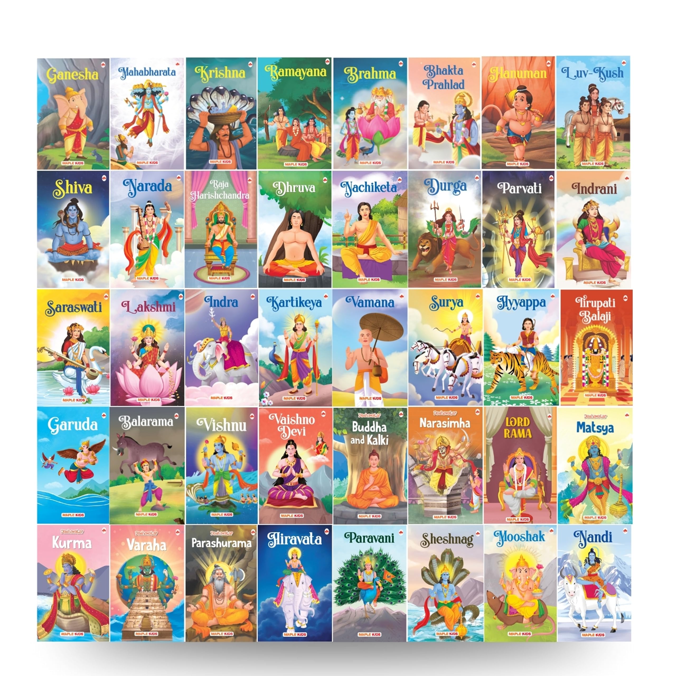 Story Books For Kids (Set Of 40 Books) - Ramayana, Hanuman, Krishna, Surya, Kartikeya, Indra, Vishnu, Balarama, Vaishno Devi, Mooshika - Mythology ... - Read Aloud To Infants, Toddlers - Age 3+