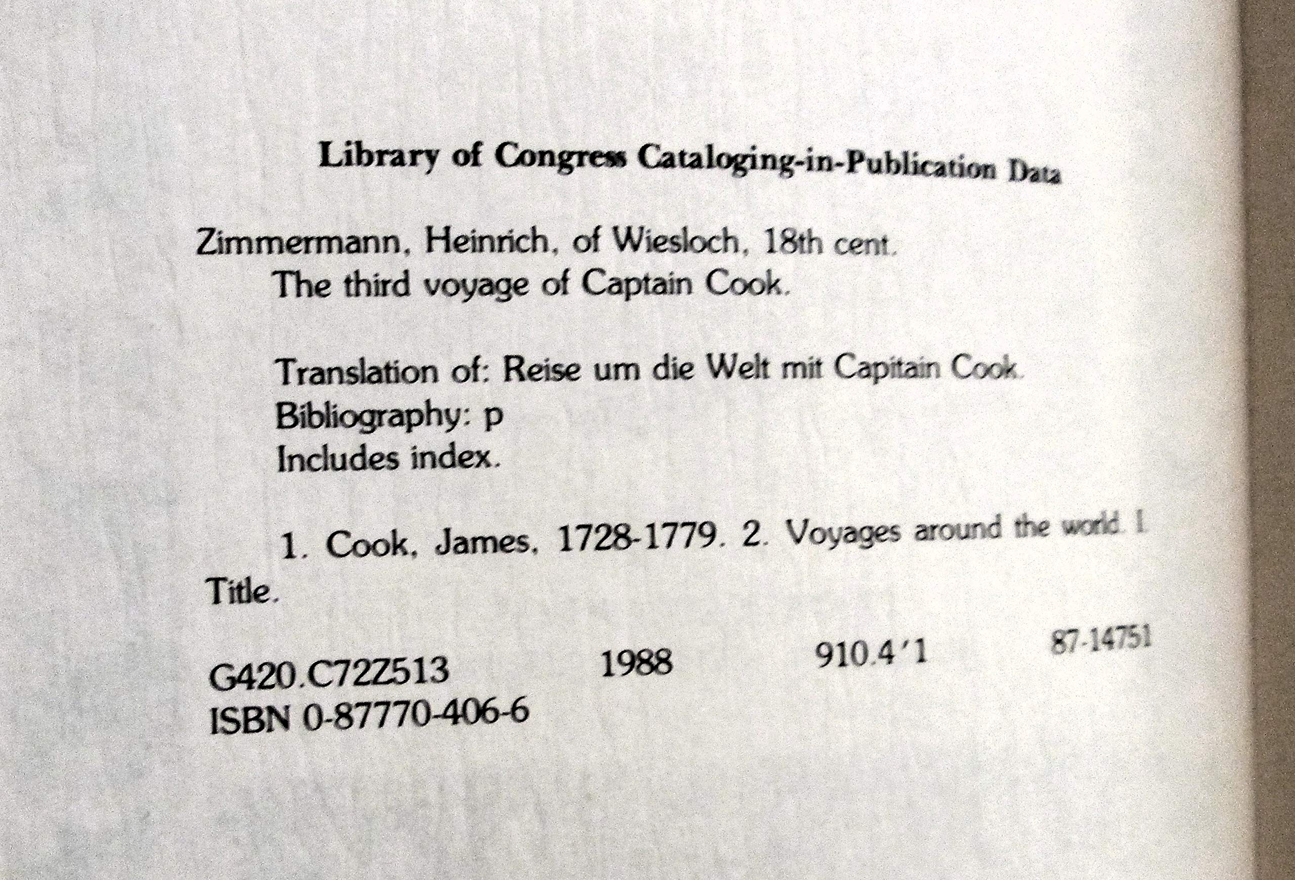 The Third Voyage of Captain Cook (English and German Edition),Used