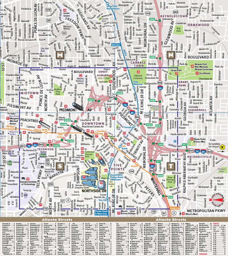 StreetSmart Atlanta Map by VanDam  Laminated pocket size Center City Street Map to Atlanta, GA with all attractions, sights, m,Used