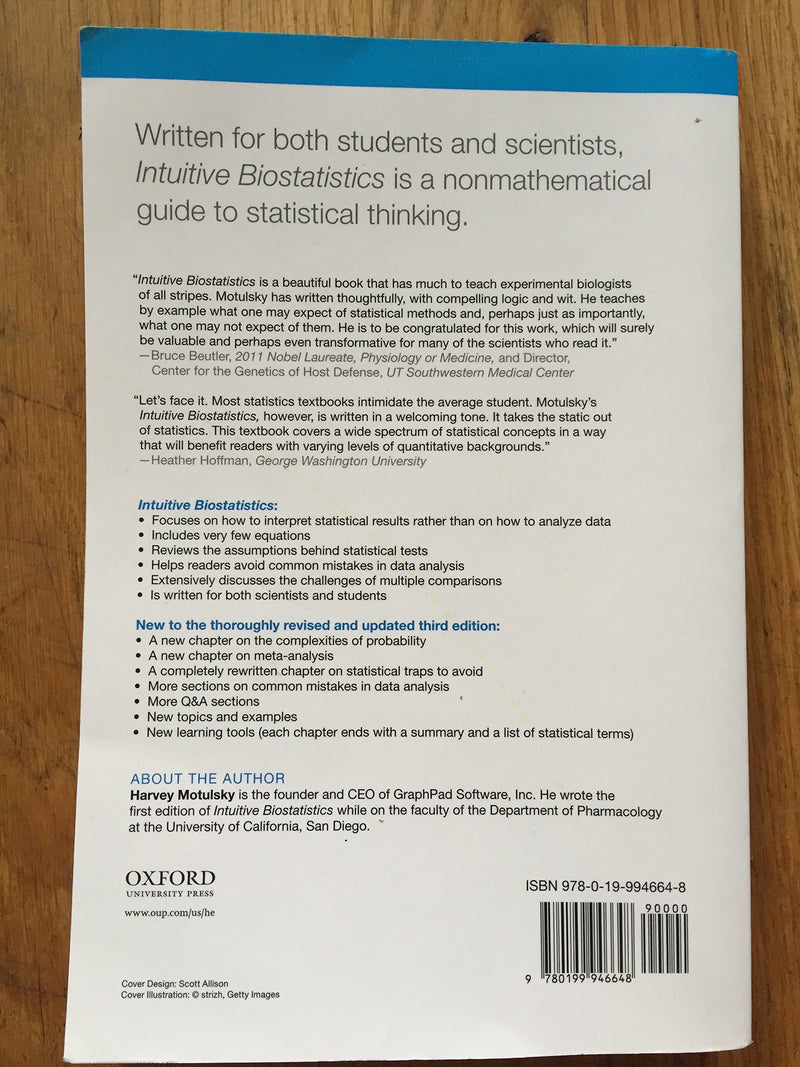 Intuitive Biostatistics: A Nonmathematical Guide to Statistical Thinking, 3rd edition,New