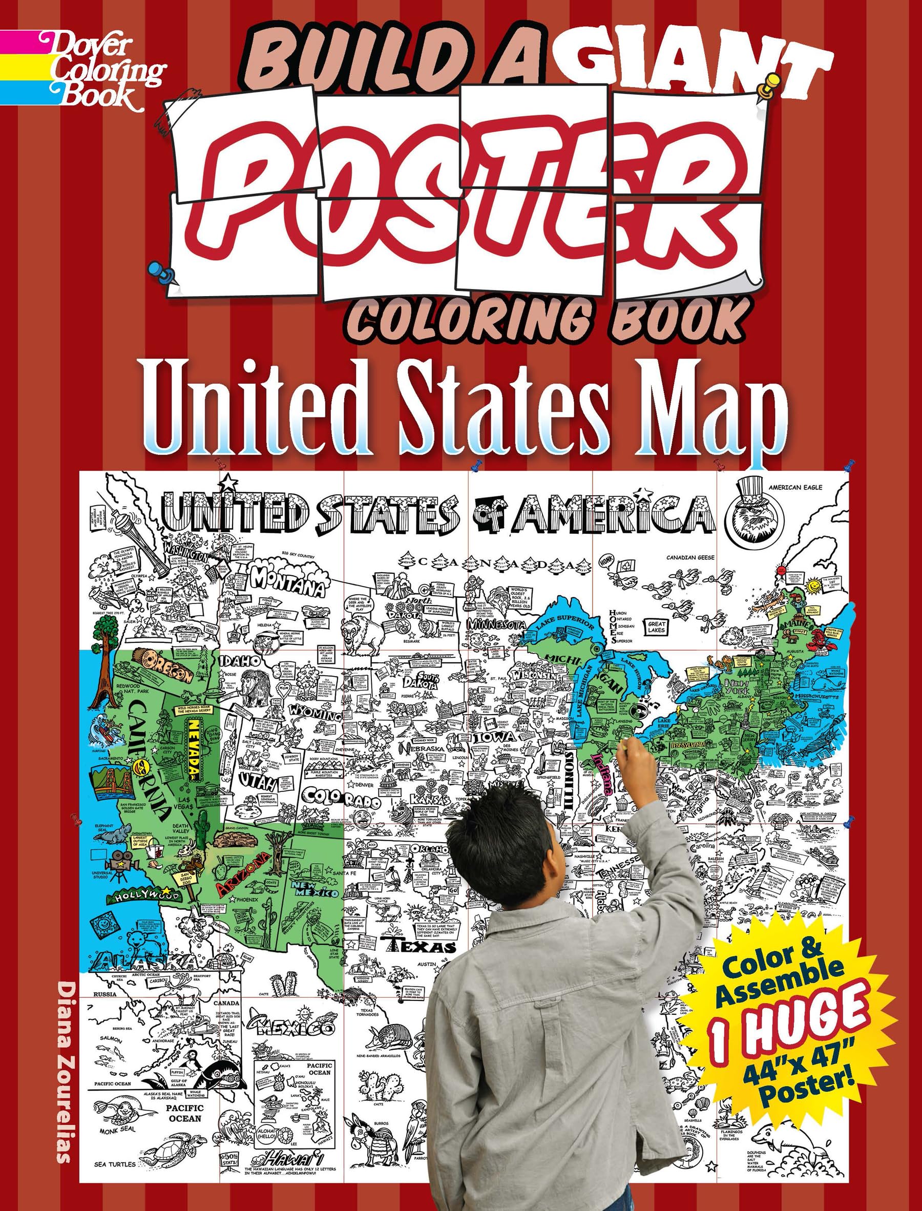 Build a Giant Poster Coloring Book  United States Map (Dover Kids Coloring Books),Used