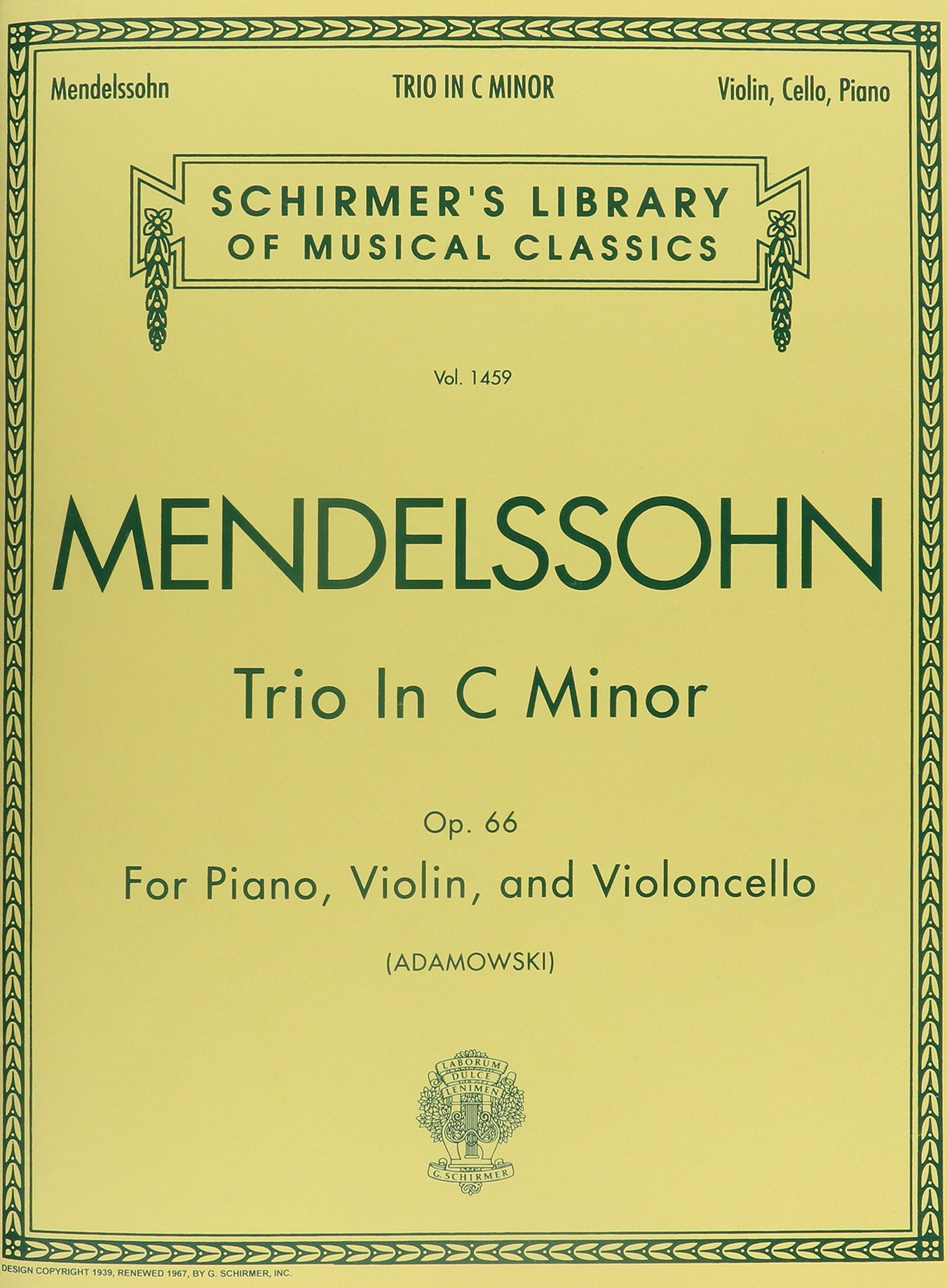 Trio in C Minor, Op. 66: Schirmer Library of Classics Volume 1459 Score and Parts,Used