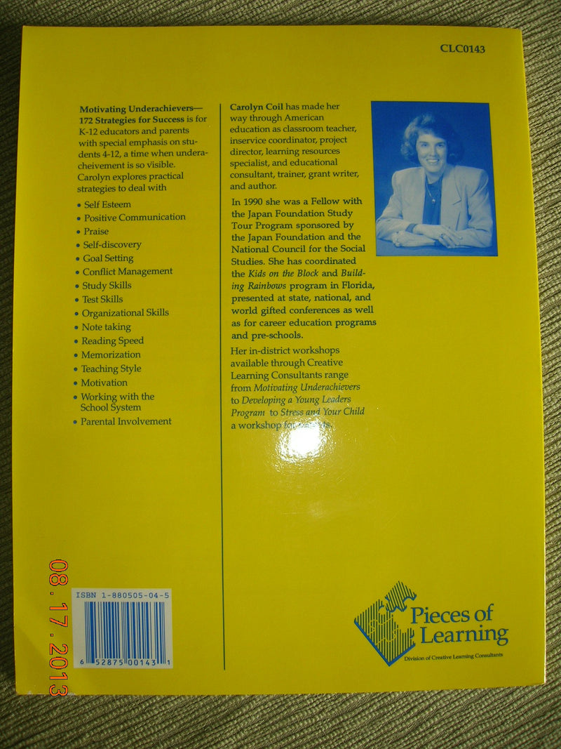 Motivating Underachievers: 172 Strategies for Success,Used