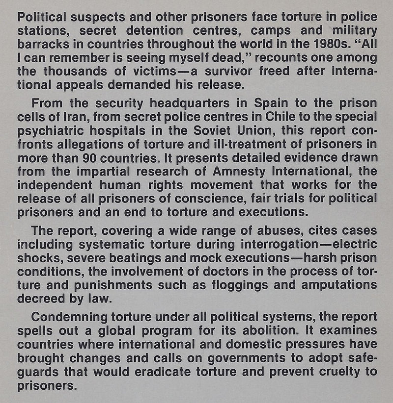 Torture in the Eighties: An Amnesty International Report,Used