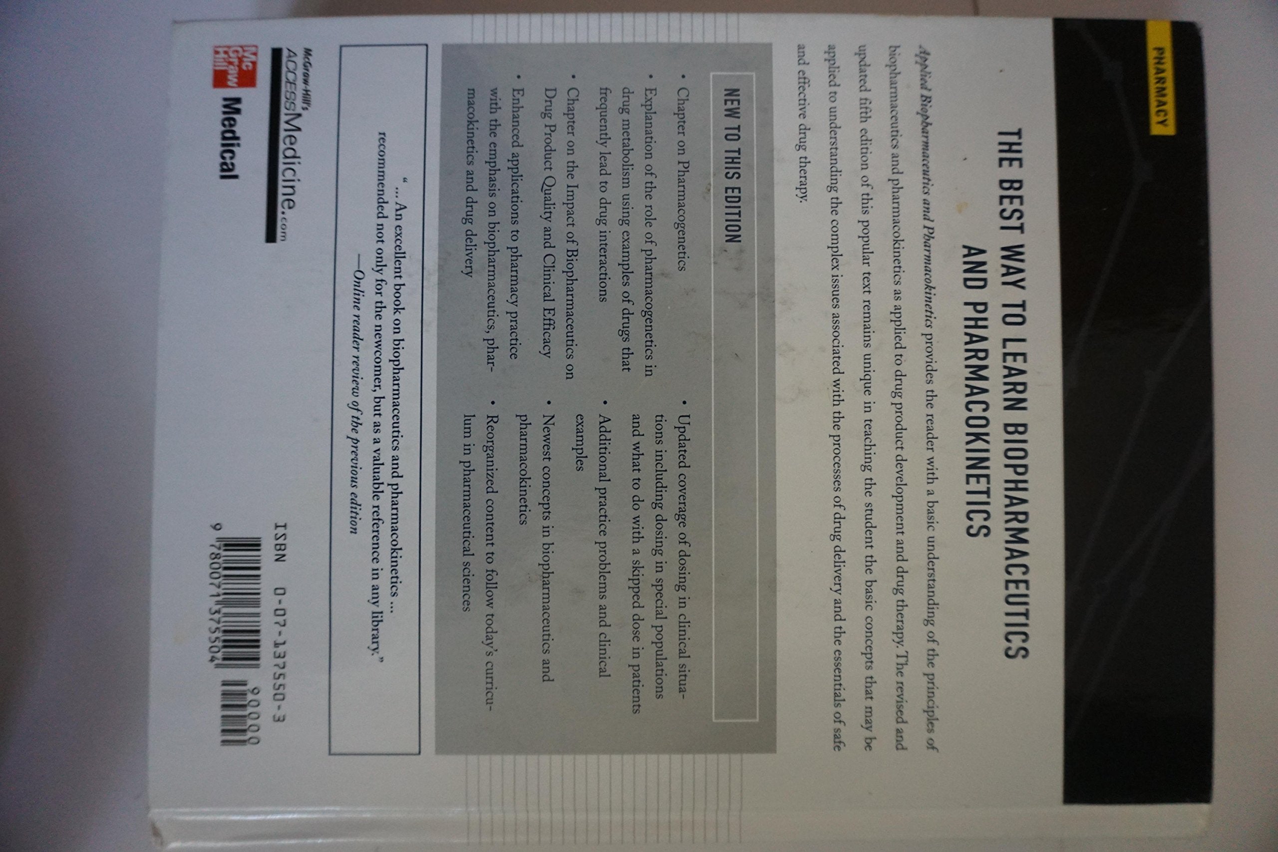 Applied Biopharmaceutics & Pharmacokinetics, Fifth Edition,Used