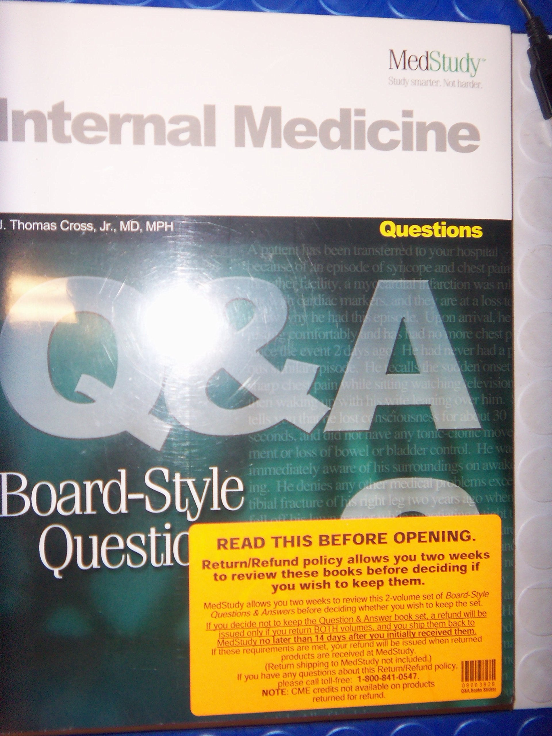 Medstudy Internal Medicine Boardstyle Questions And Answers2,Used