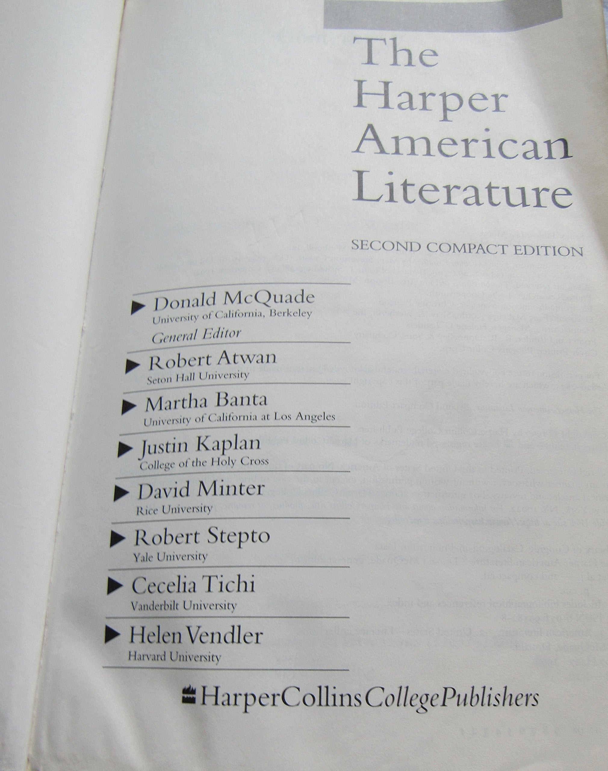 The Harper American Literature,Used