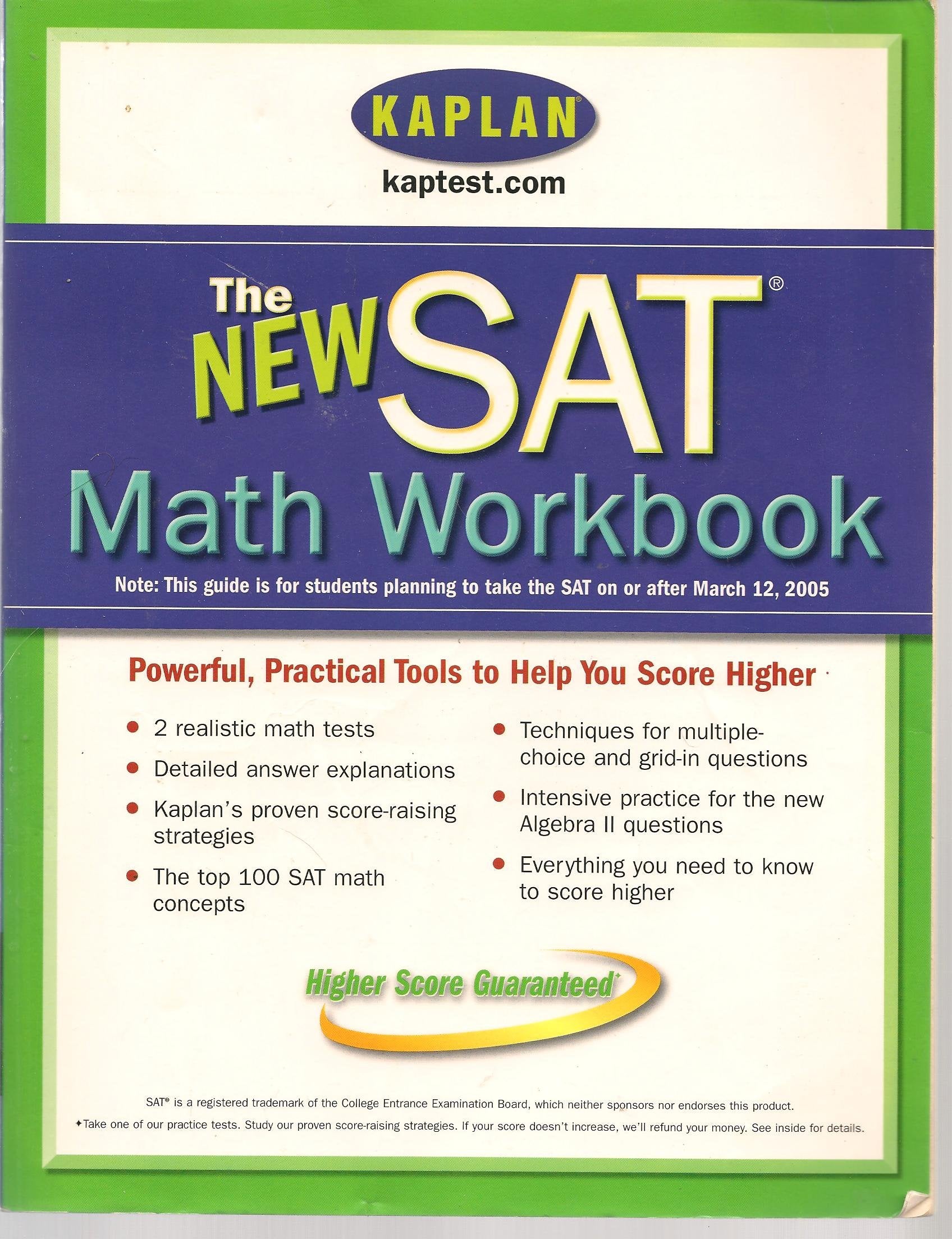 Kaplan New SAT Math Workbook,Used