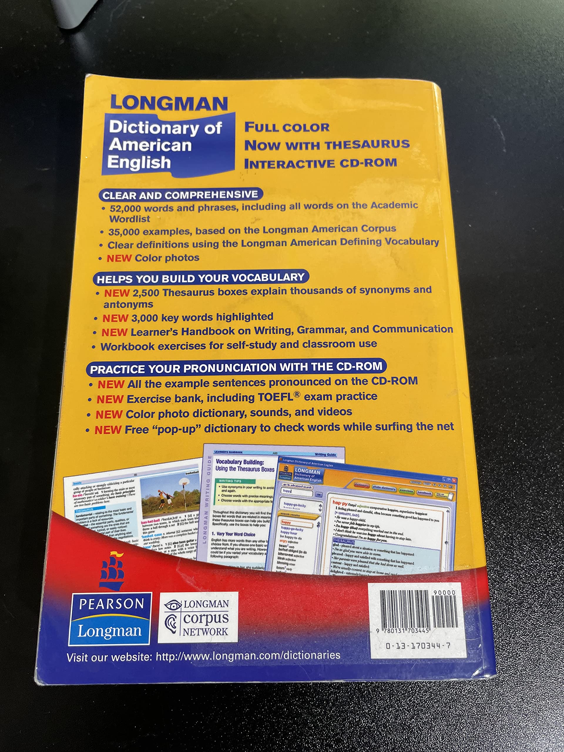 Longman Dictionary of American English with Thesaurus and CDROM, Third Edition,Used