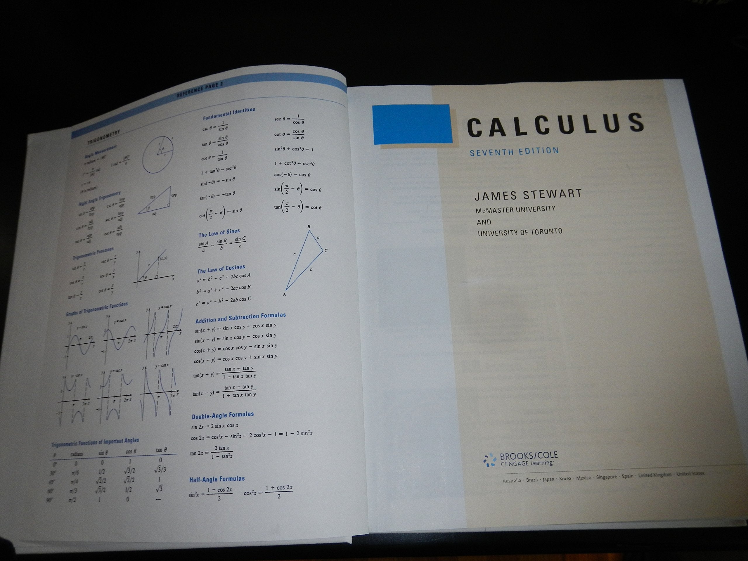 Cengage Learning Calculus, 7th Edition - Black & White Tables, Figures, Graphs