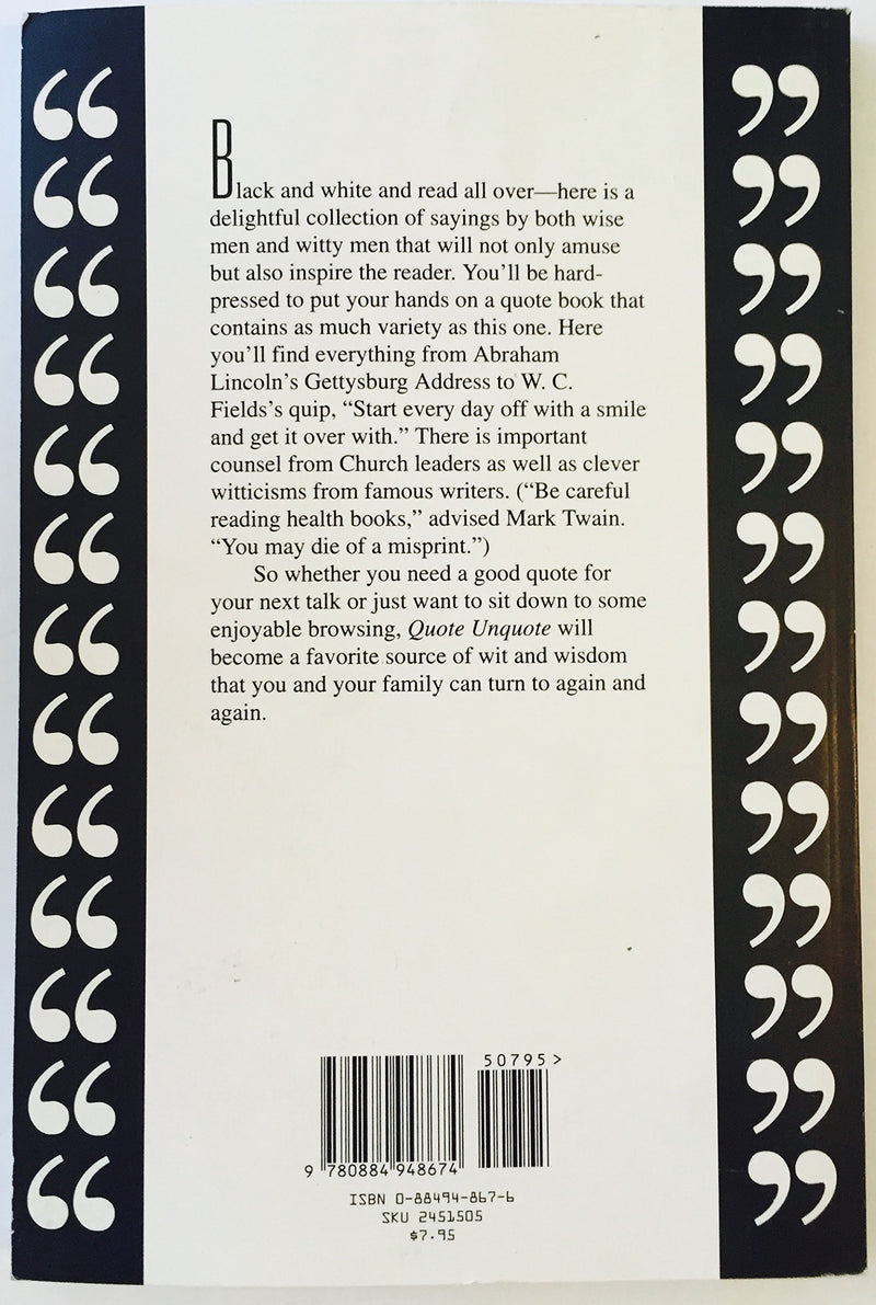 Quote unquote: Collected sayings for wise and witty men,Used