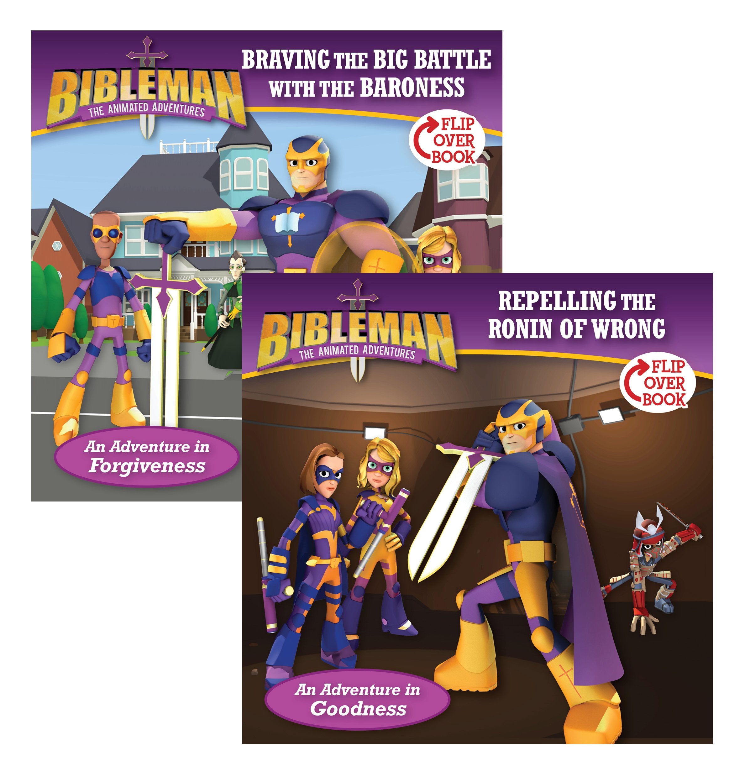 Braving the Big Battle with the Baroness / Repelling the Ronin of Wrong, FlipOver Book (Bibleman),Used