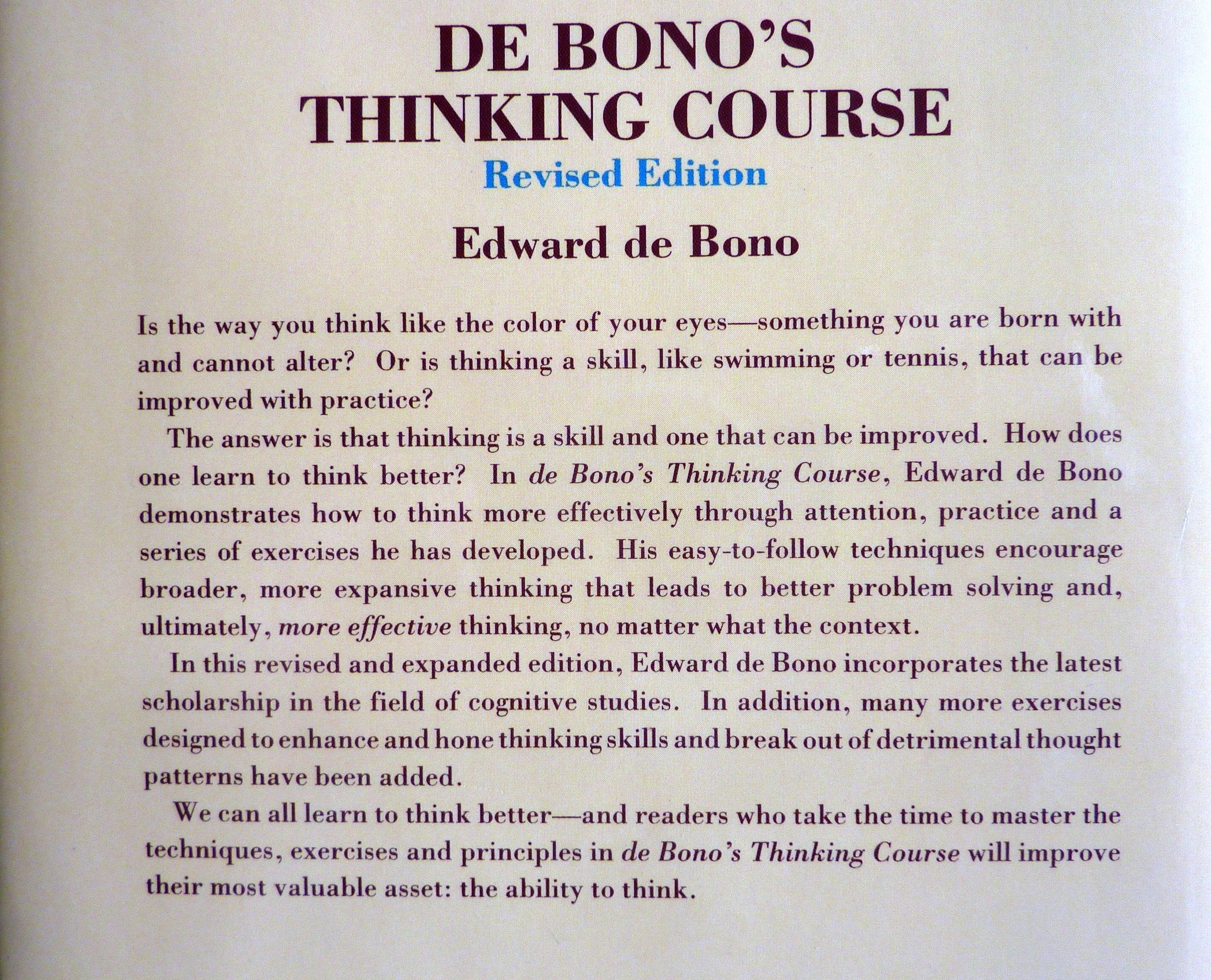 De Bono'S Thinking Course,Used
