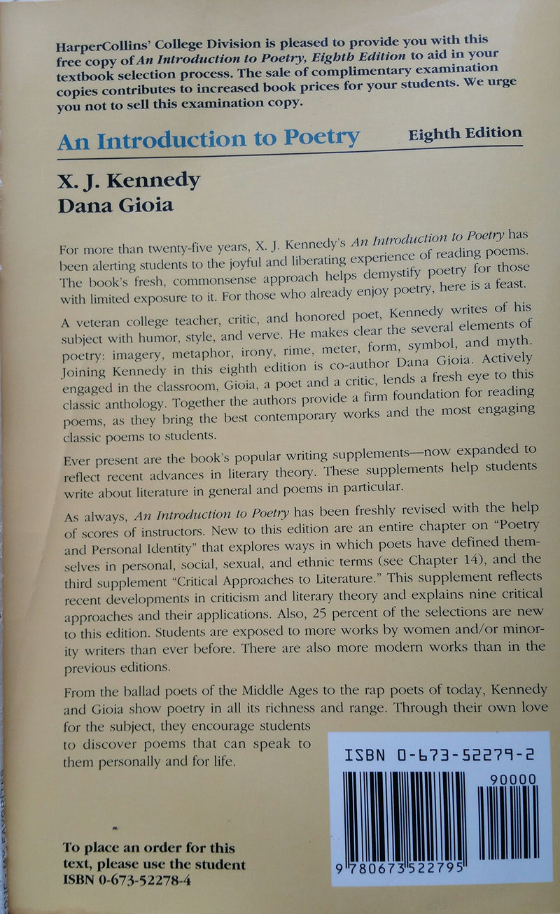 An Introduction to Poetry/Instructor's Guide,Used