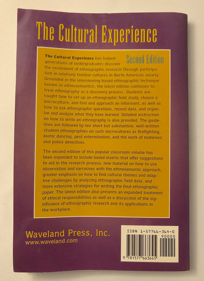 The Cultural Experience: Ethnography in Complex Society,New