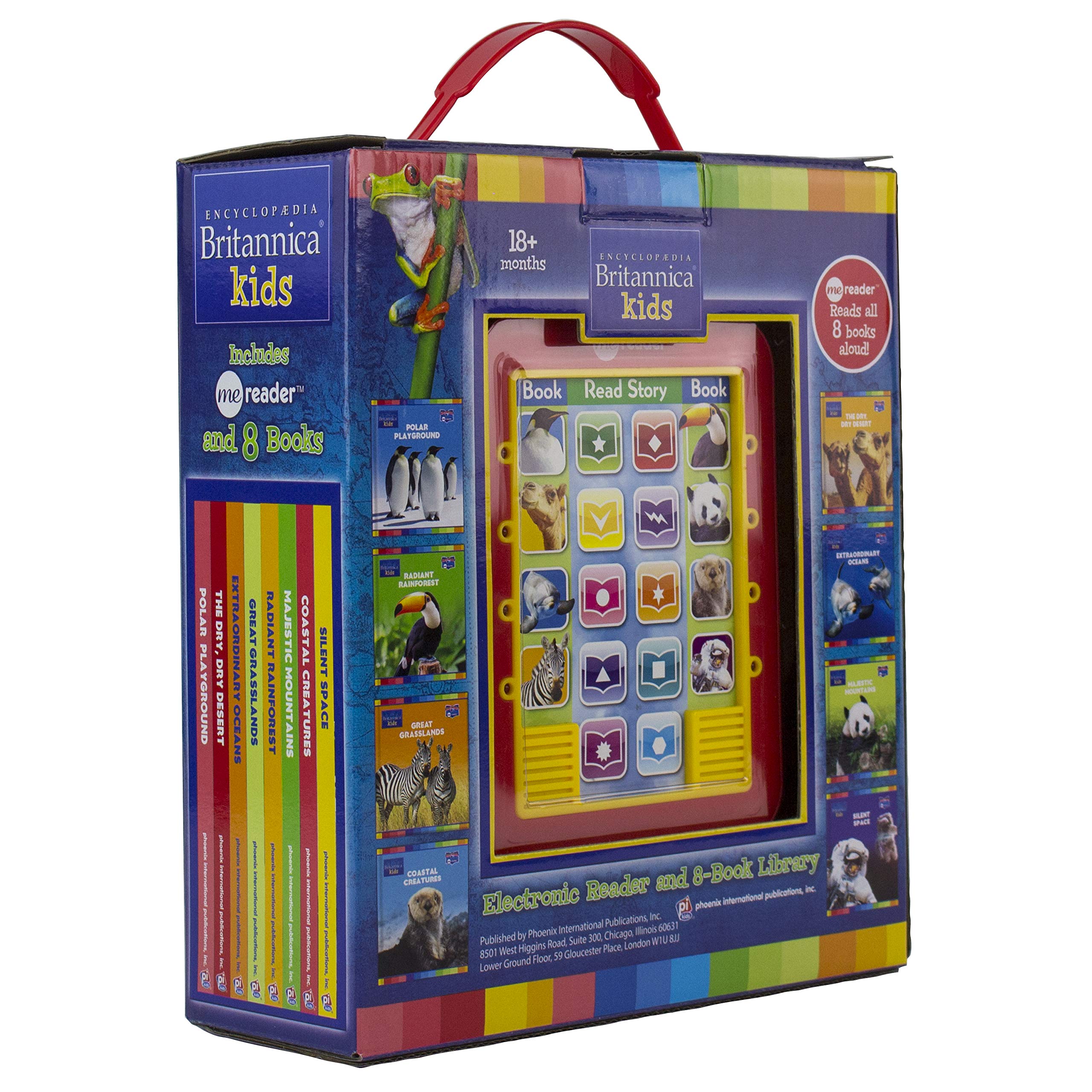 Encyclopedia Britannica Kids  Me Reader Electronic Reader and 8 Sound Book Library  Animals and Space PI Kids,Used