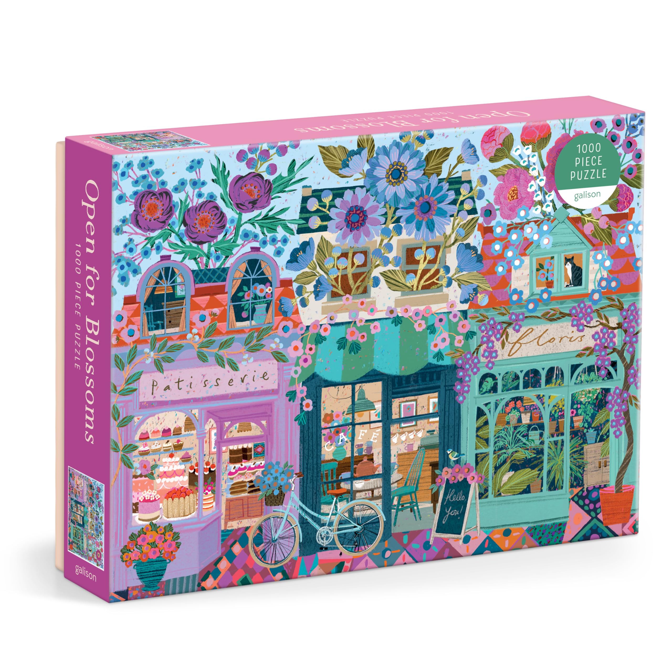 Galison Open For Blossoms  1000 Piece Jigsaw Puzzle Featuring Beautiful Artwork Of A Storefront Adorned With Blossoming Florals