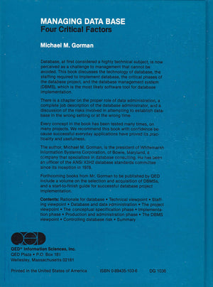 Managing Data Base: Four Critical Factors,Used