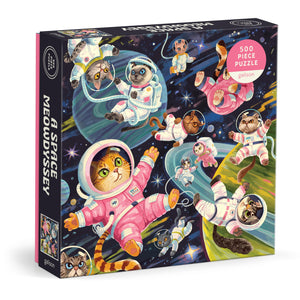 Galison Space Meowdyssey  1000 Piece Jigsaw Puzzle Featuring Beautiful Artwork Of A Cosmic Cat Filled Galaxy