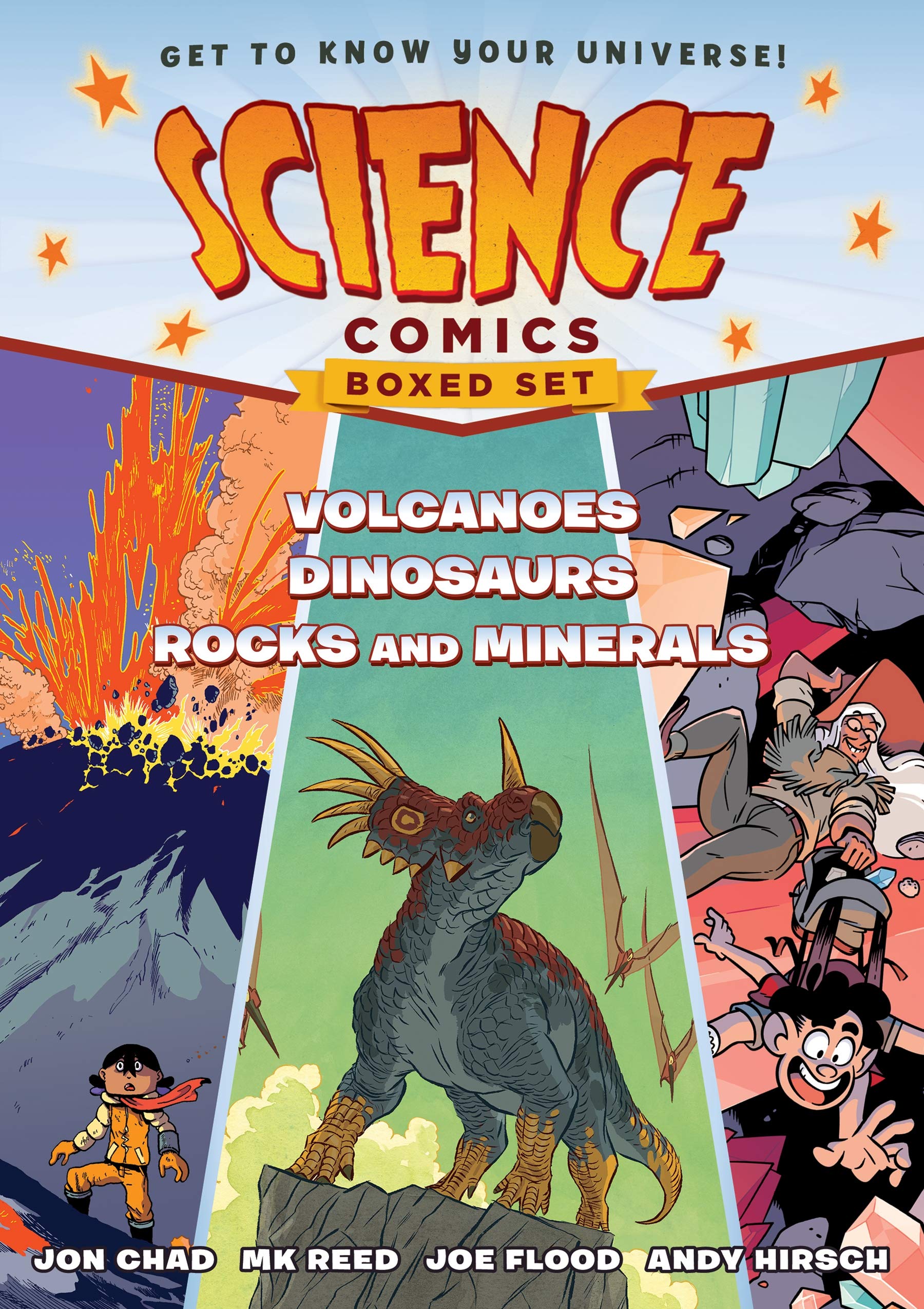 Science Comics Boxed Set: Volcanoes, Dinosaurs, And Rocks And Minerals,Used