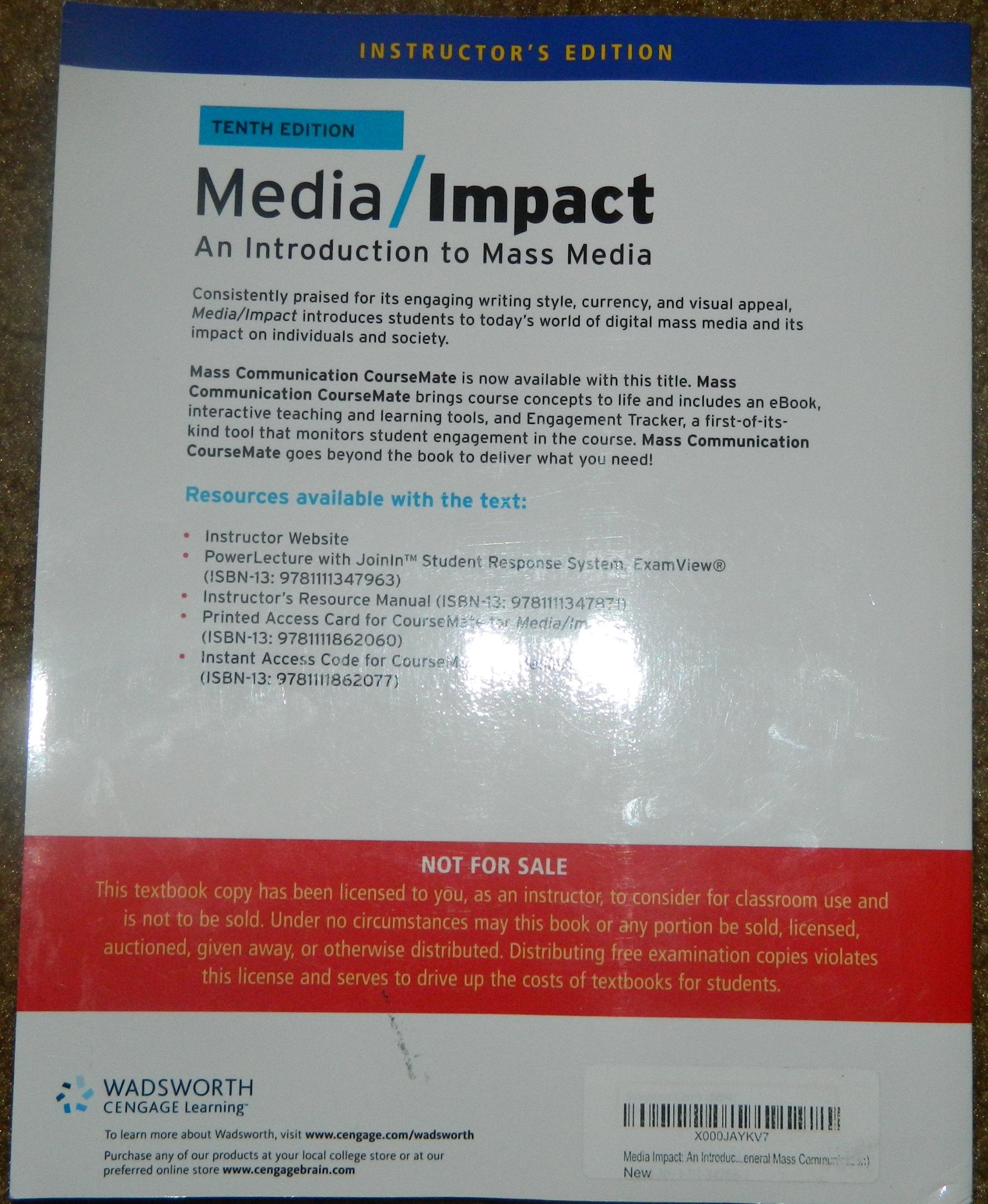 Media Impact: An Introduction to Mass Media (Wadsworth Series in Mass Communication and Journalism: General Mass Communication),Used