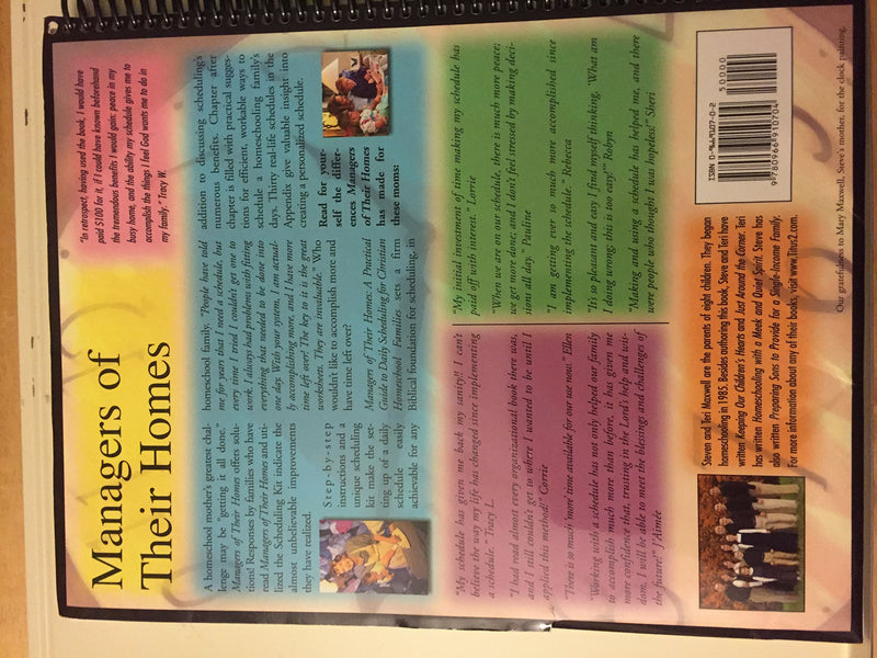 Managers of Their Homes: A Practical Guide to Daily Scheduling for Christian Homeschool Families,New