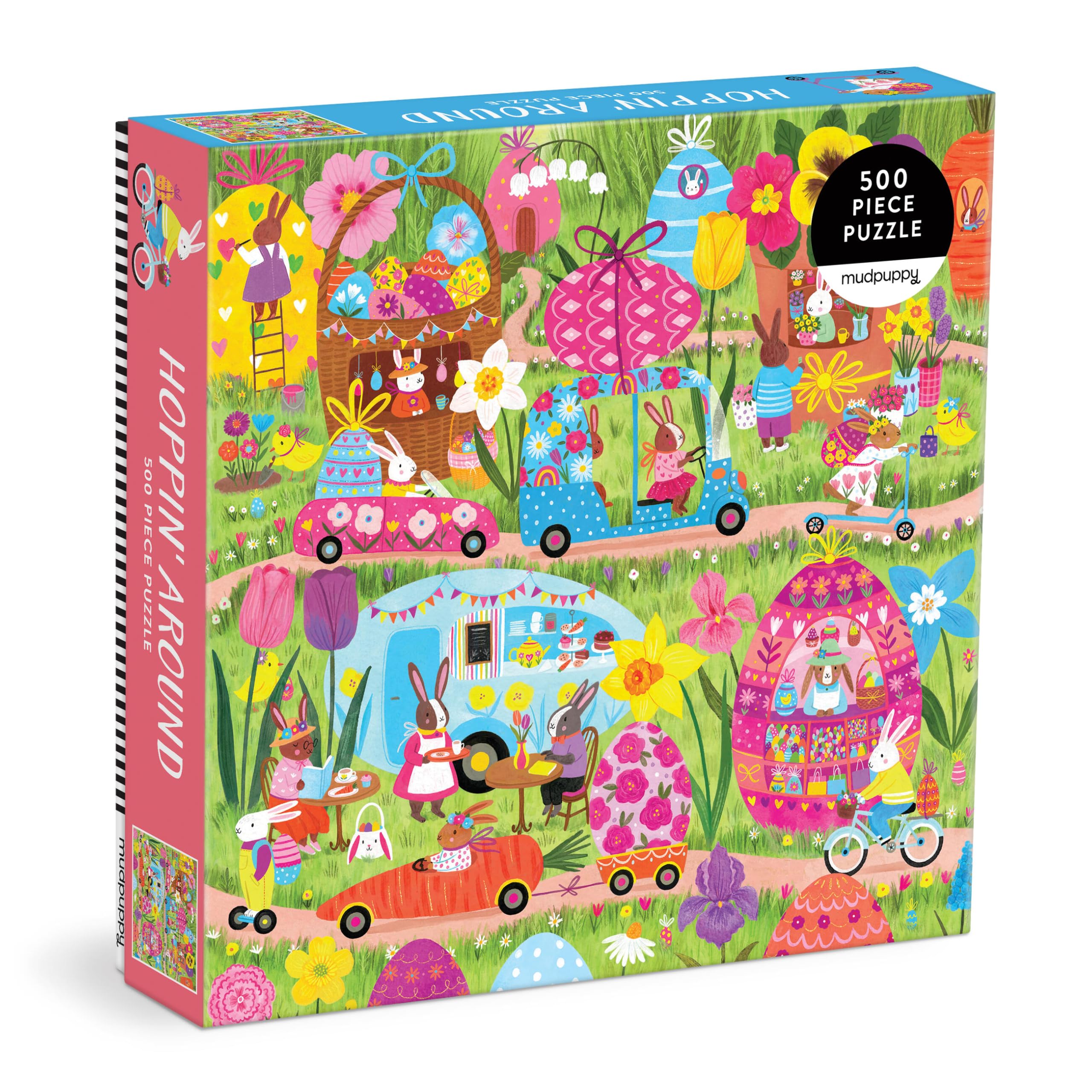 Mudpuppy Hoppin Around  500 Piece Family Jigsaw Puzzle With Colorful And Fun Illustrations Of Adorable Bunnies For Children Age