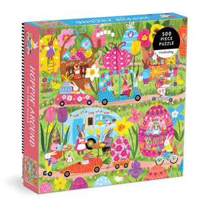 Mudpuppy Hoppin Around  500 Piece Family Jigsaw Puzzle With Colorful And Fun Illustrations Of Adorable Bunnies For Children Age