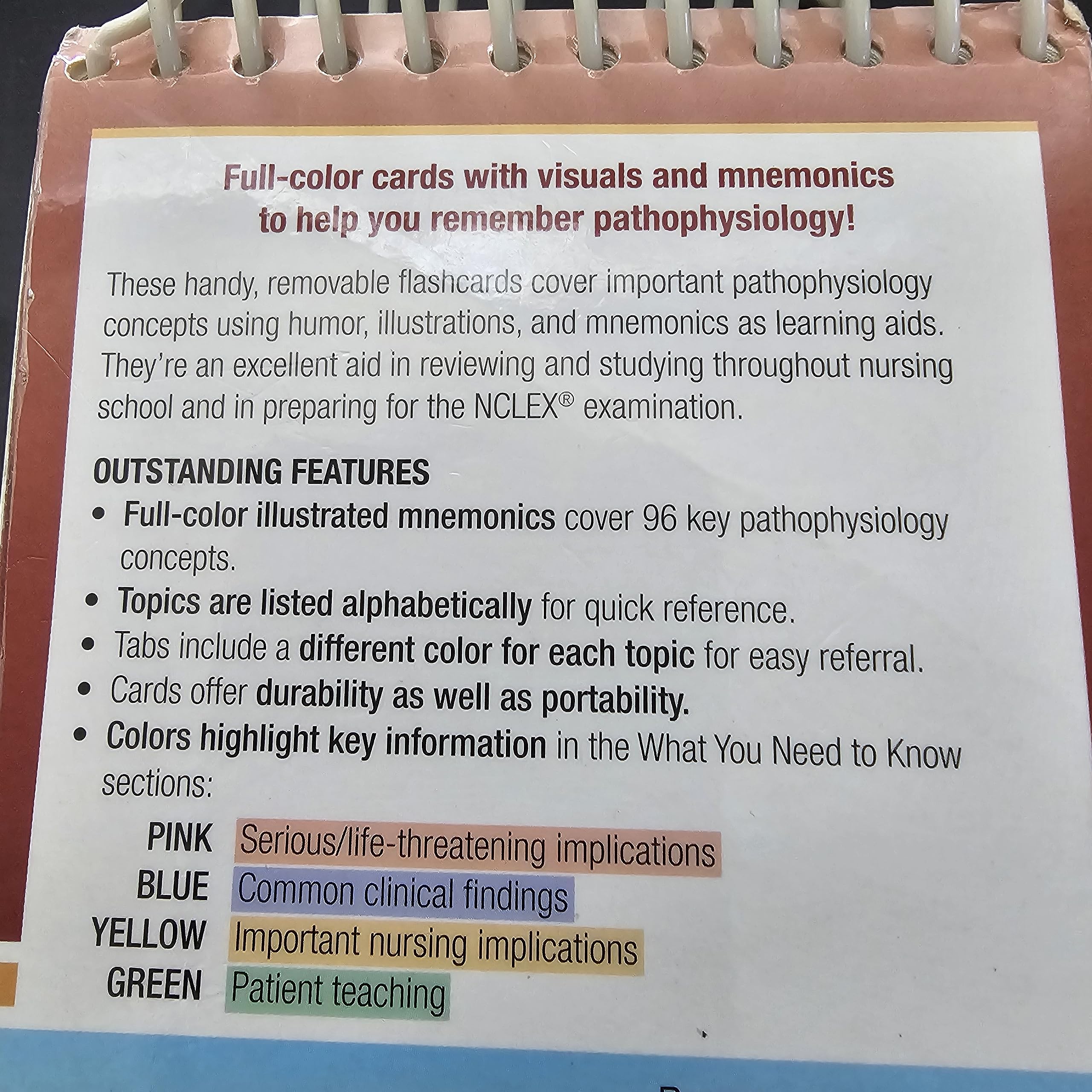 Mosby's Pathophysiology Memory NoteCards: Visual, Mnemonic, and Memory Aids for Nurses,Used