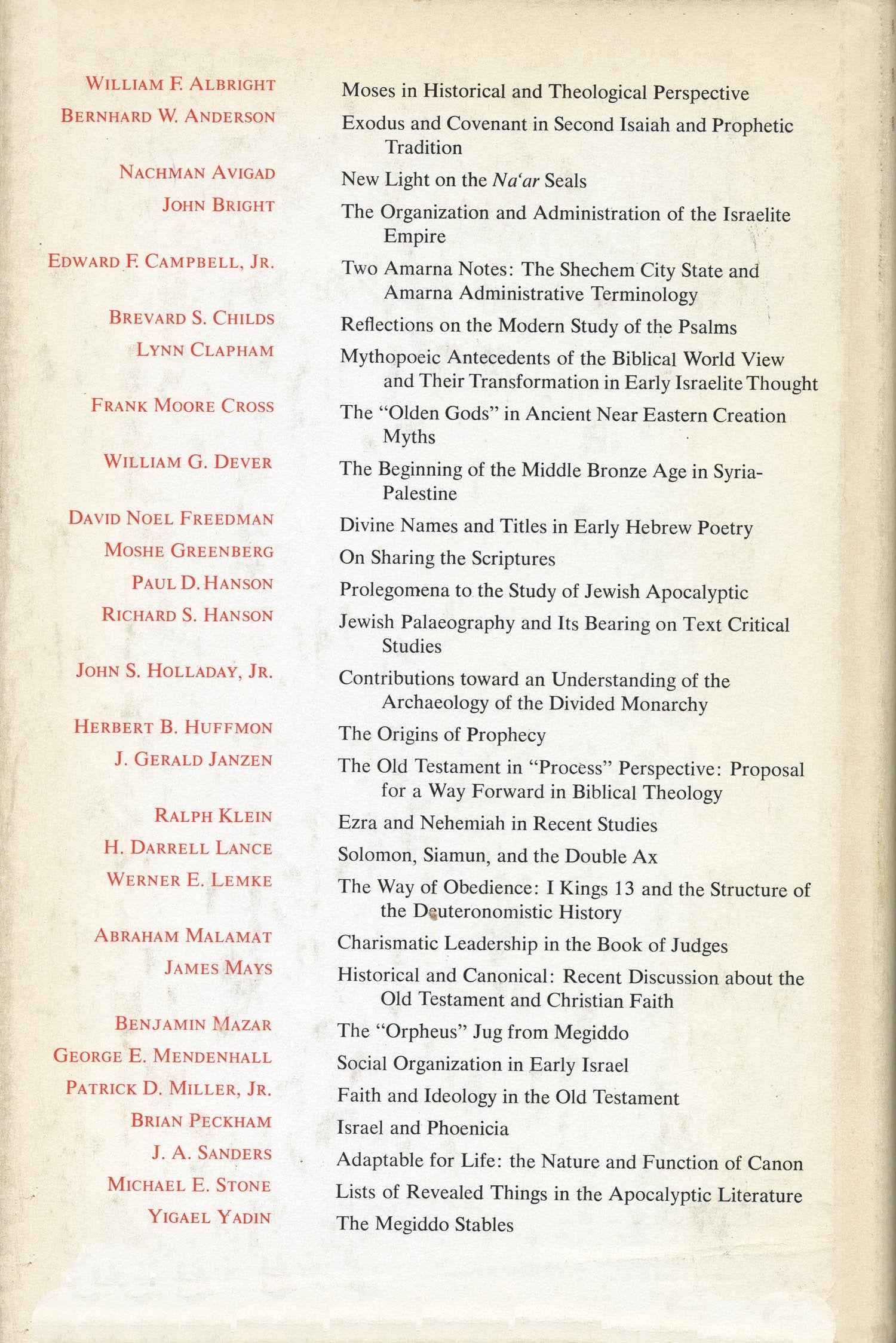 Magnalia Dei, the mighty acts of God: Essays on the Bible and archaeology in memory of G. Ernest Wright,Used